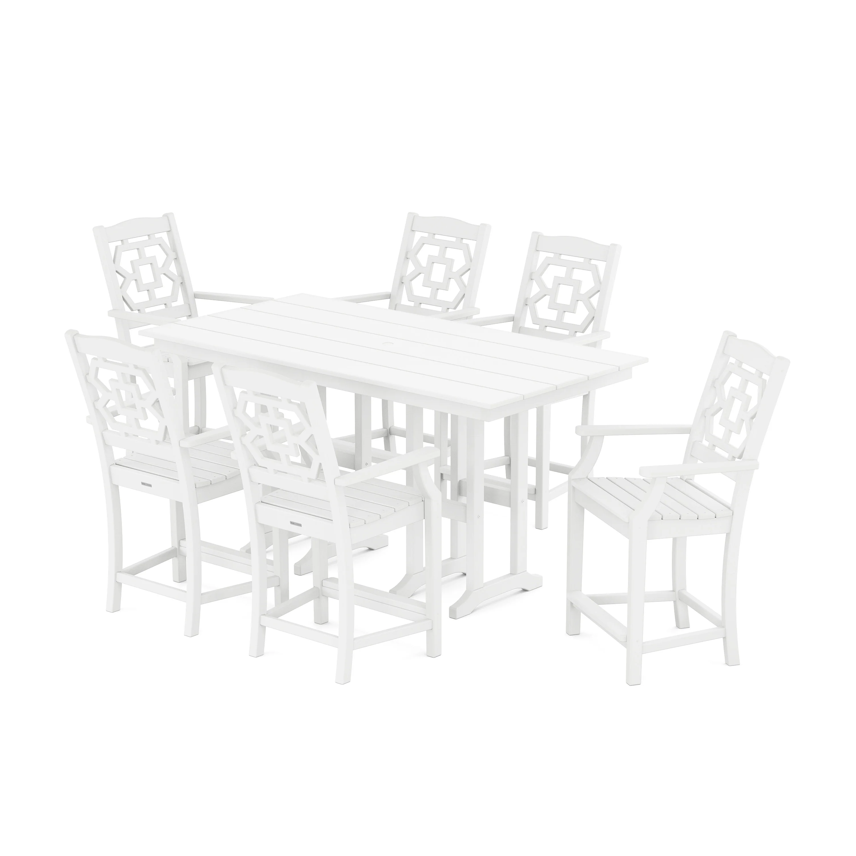Chinoiserie Arm Chair 7-Piece Farmhouse Counter Set - Image 9