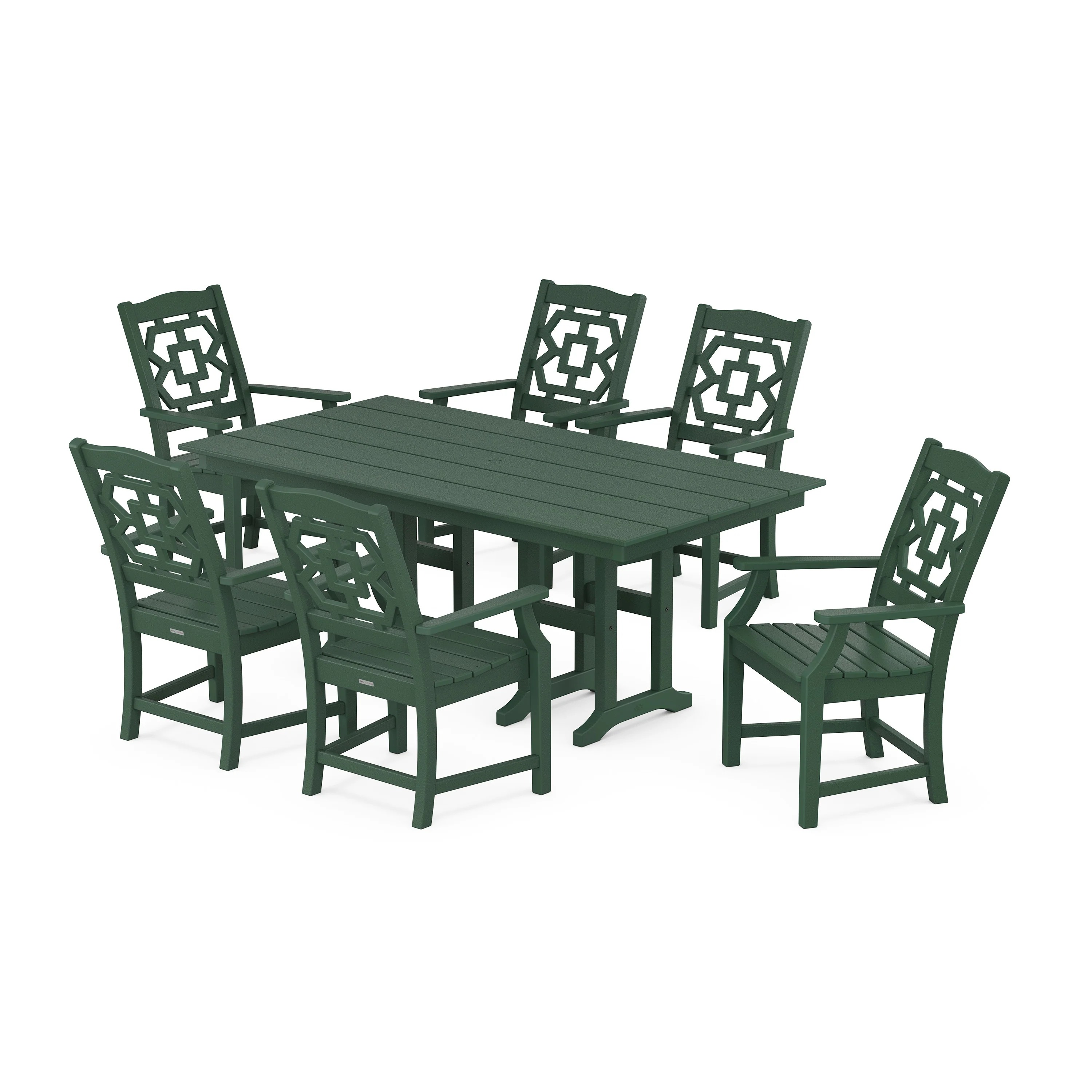 Chinoiserie Arm Chair 7-Piece Farmhouse Dining Set - Image 10