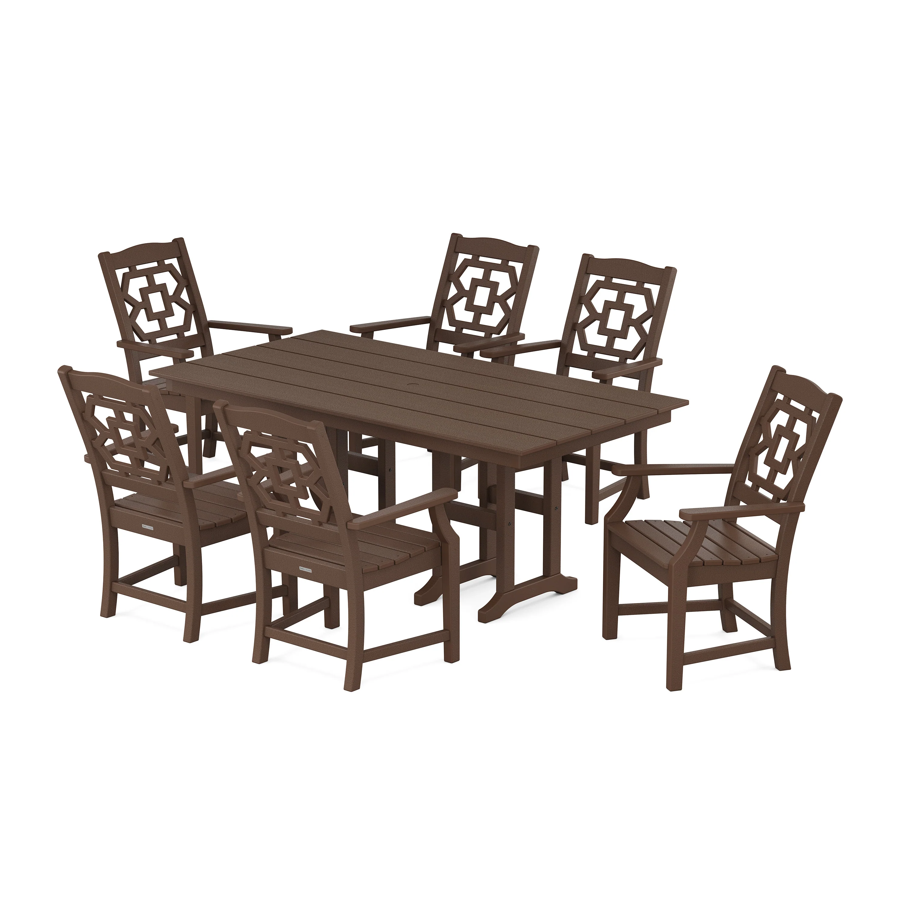 Chinoiserie Arm Chair 7-Piece Farmhouse Dining Set - Image 11