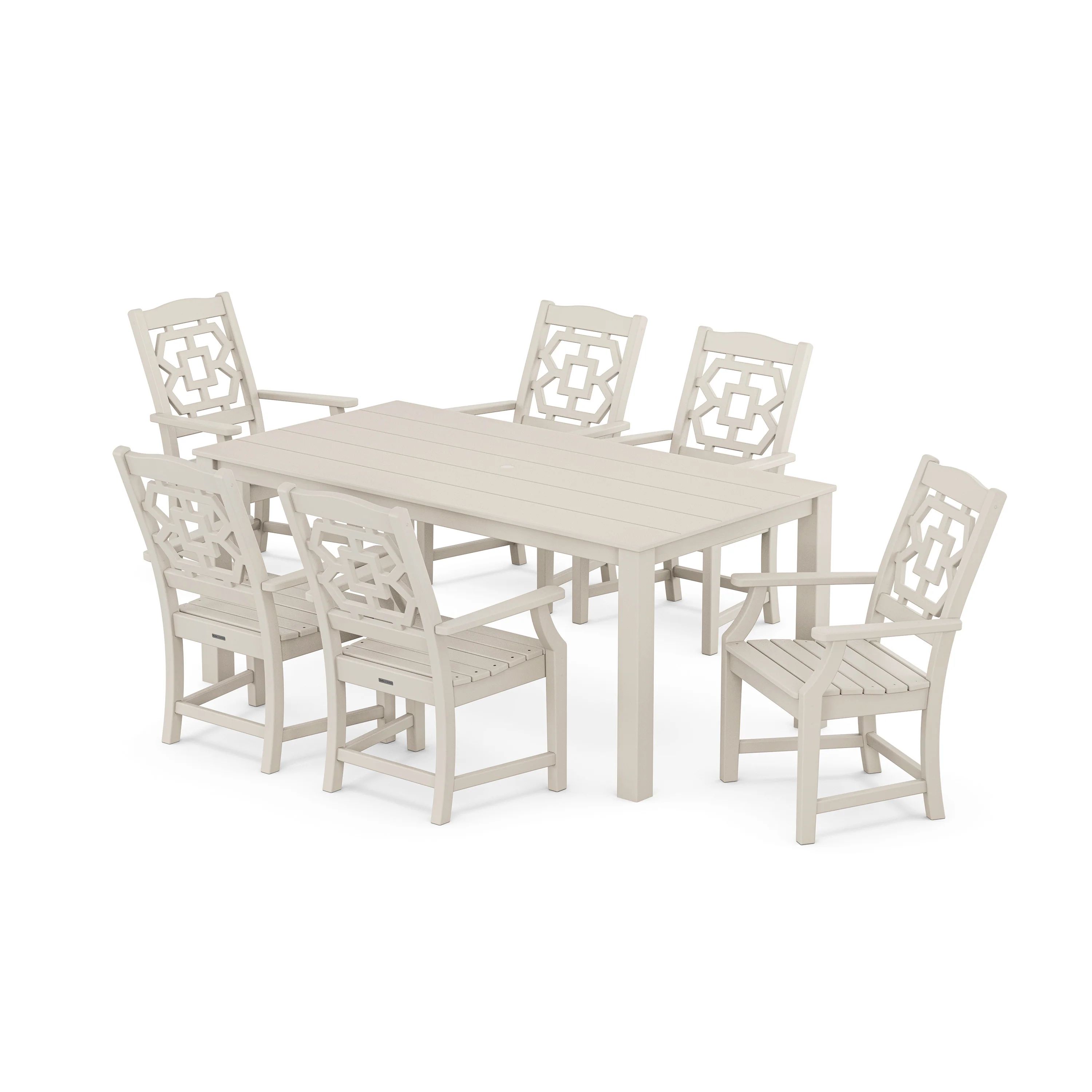 Chinoiserie Arm Chair 7-Piece Parsons Dining Set - Image 5