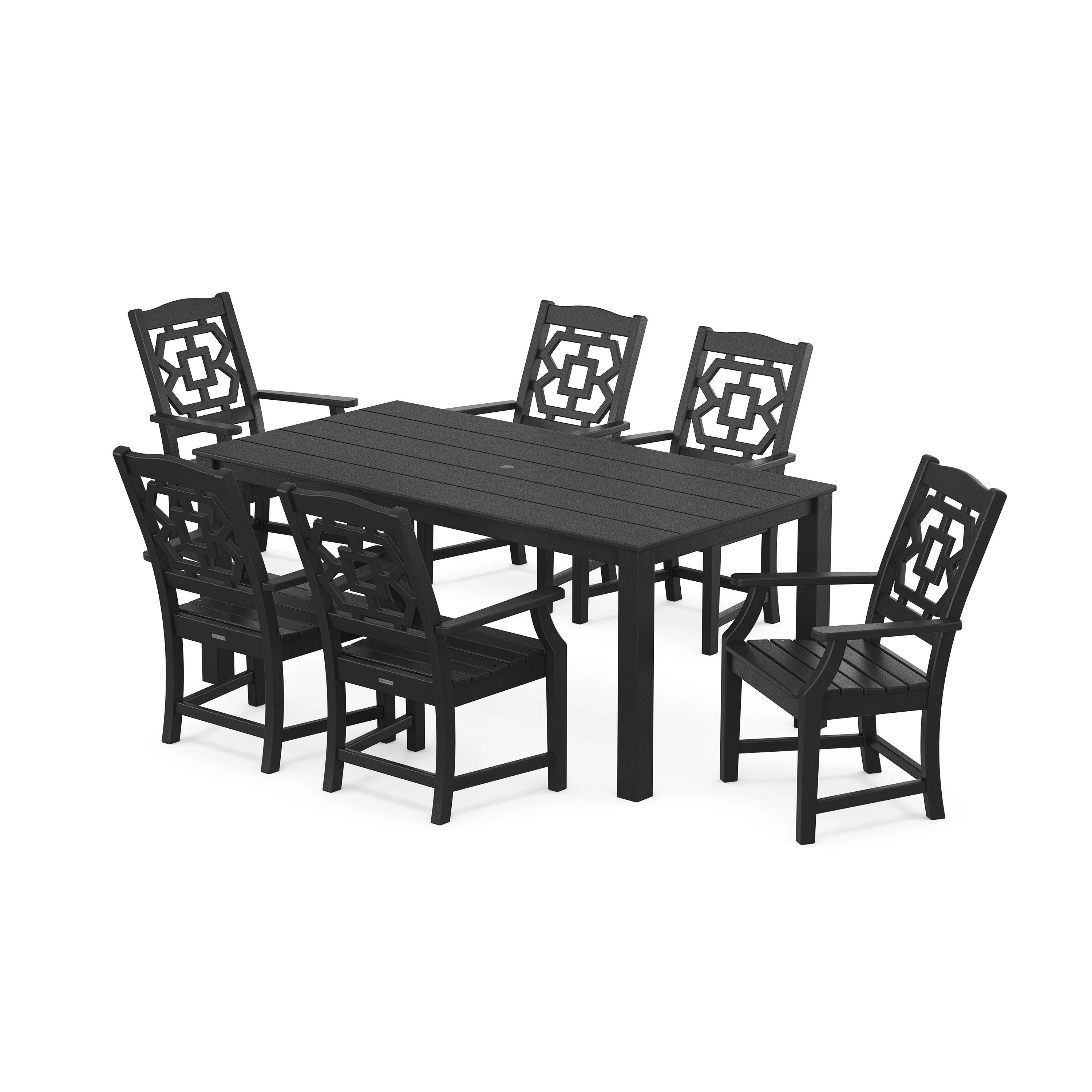 Chinoiserie Arm Chair 7-Piece Parsons Dining Set - Image 8