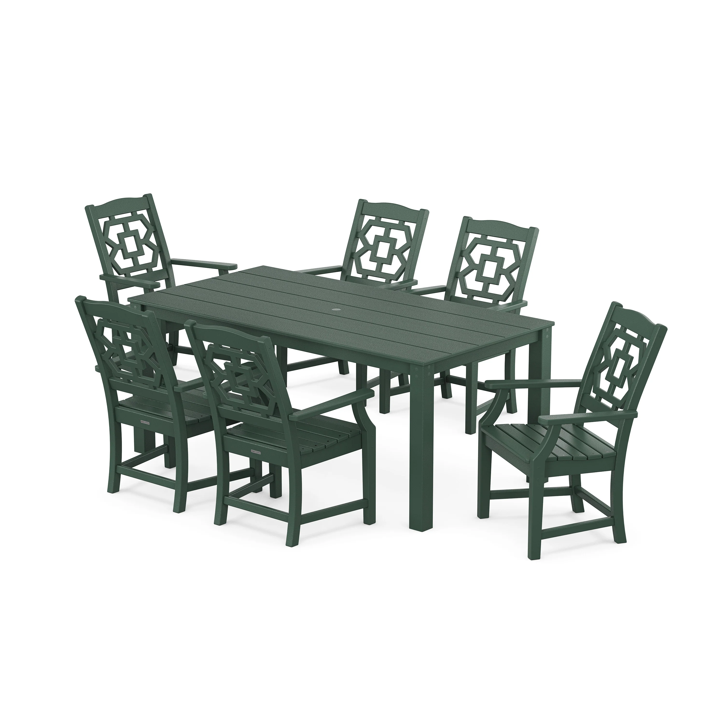 Chinoiserie Arm Chair 7-Piece Parsons Dining Set - Image 9
