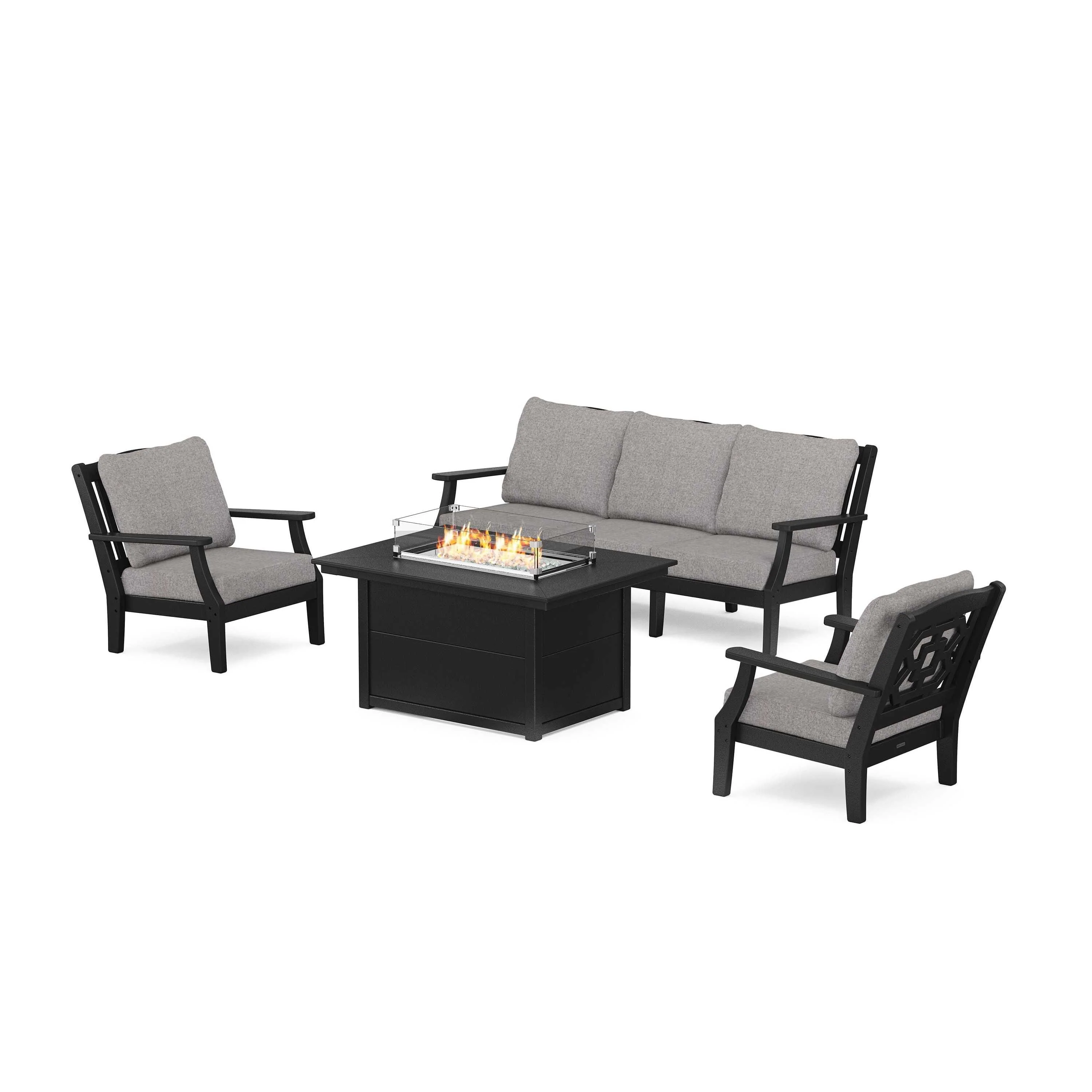 Chinoiserie Deep Seating Fire Pit Table Set - Image 107