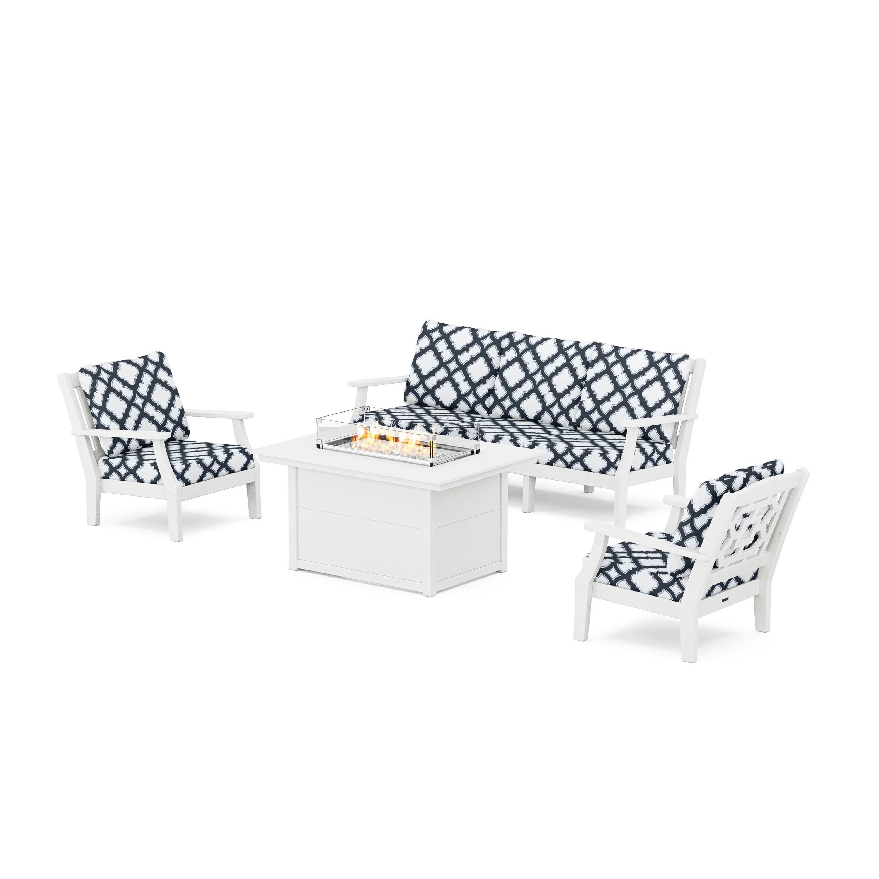 Chinoiserie Deep Seating Fire Pit Table Set - Image 116