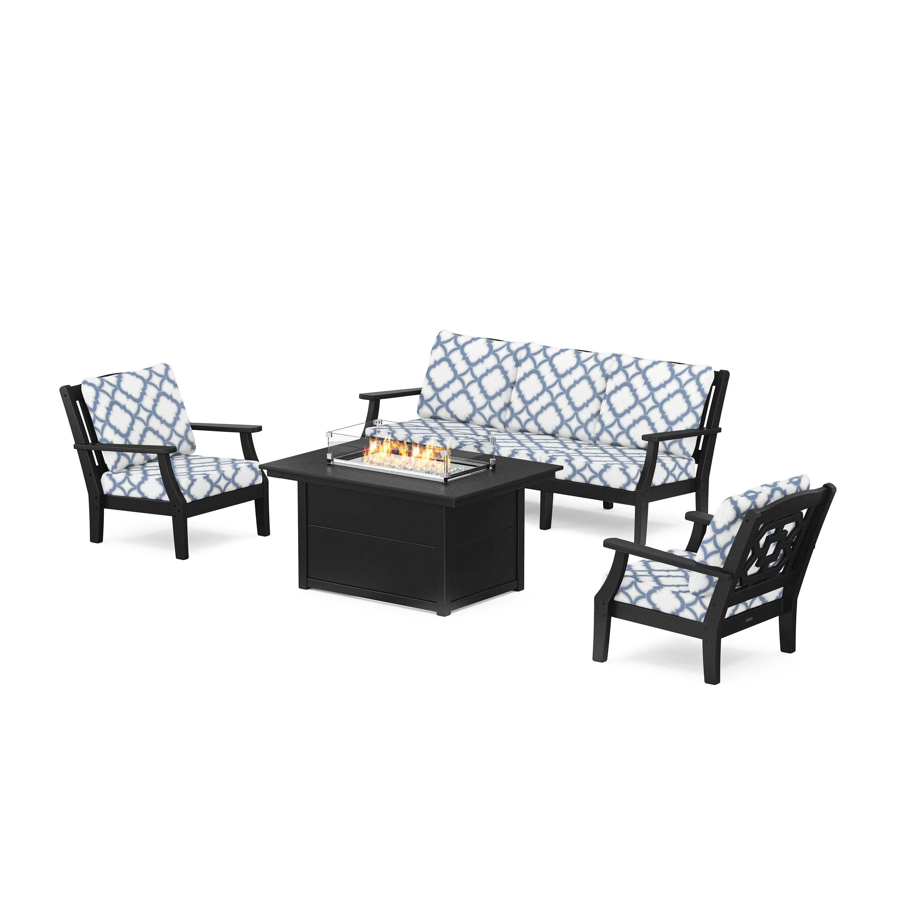 Chinoiserie Deep Seating Fire Pit Table Set - Image 117