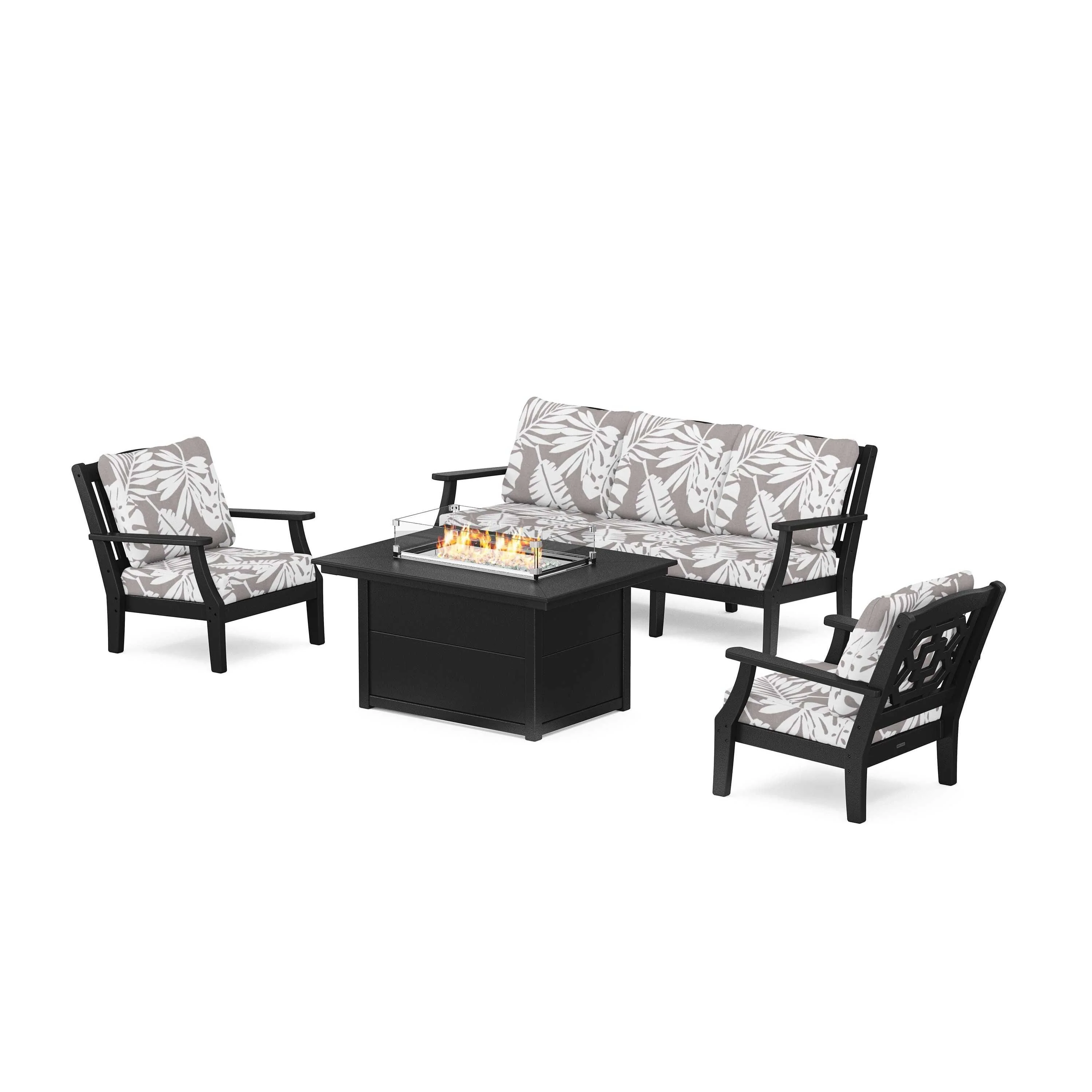 Chinoiserie Deep Seating Fire Pit Table Set - Image 125