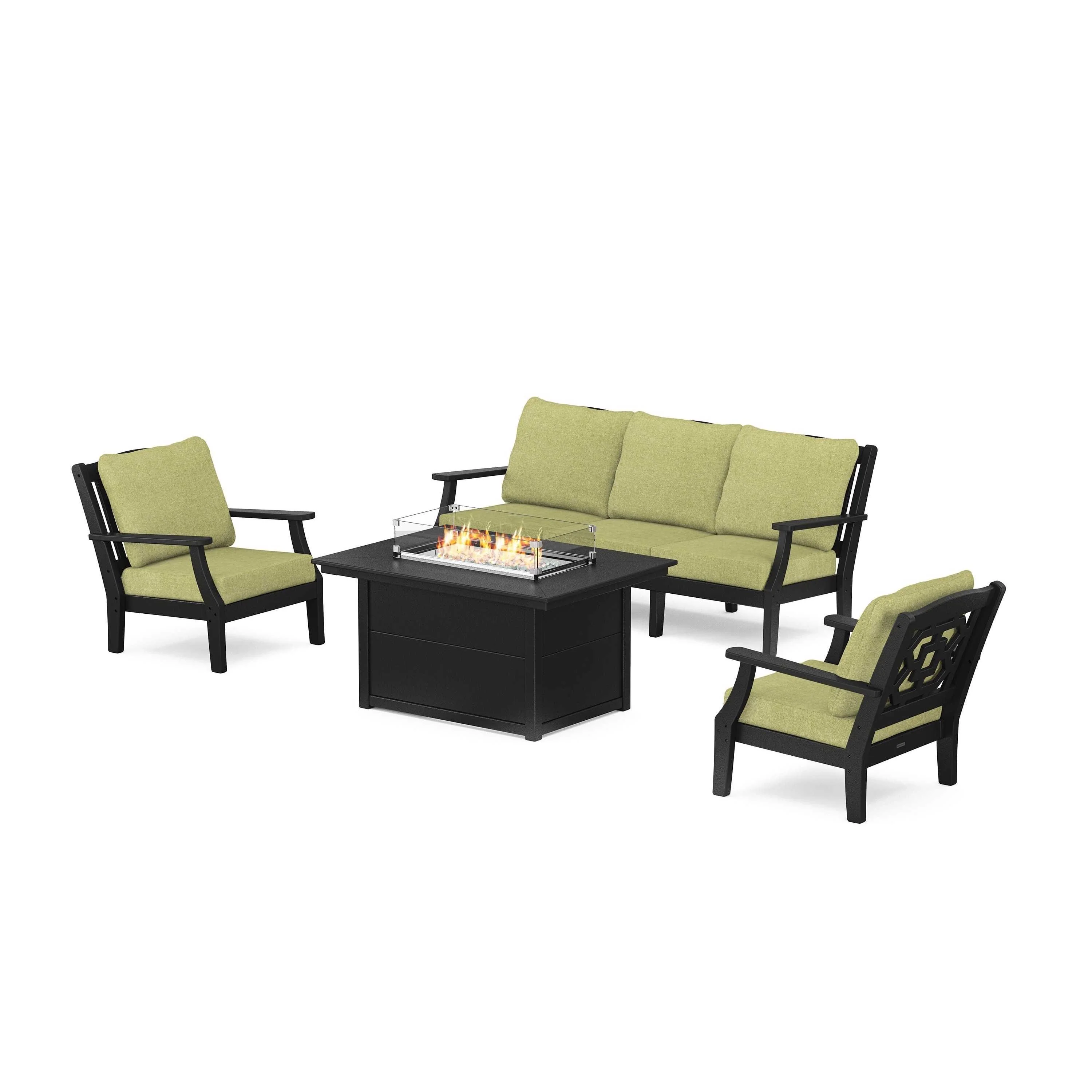 Chinoiserie Deep Seating Fire Pit Table Set - Image 130