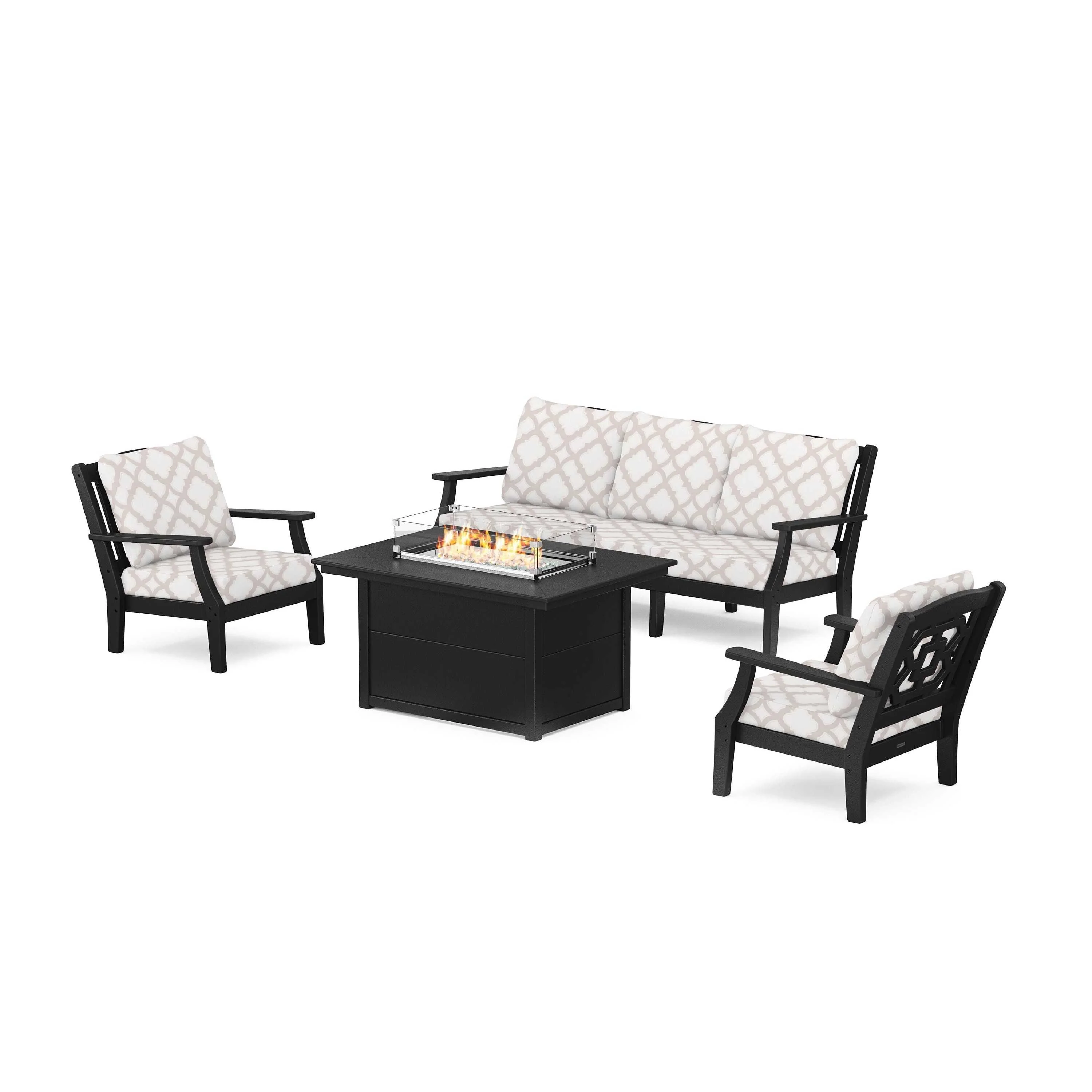 Chinoiserie Deep Seating Fire Pit Table Set - Image 136