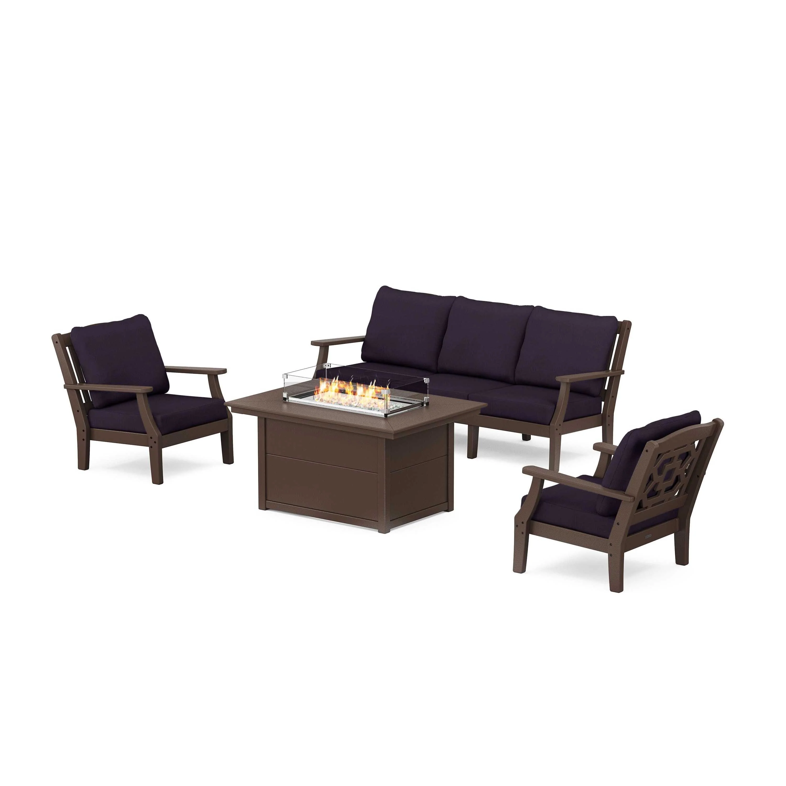 Chinoiserie Deep Seating Fire Pit Table Set - Image 144