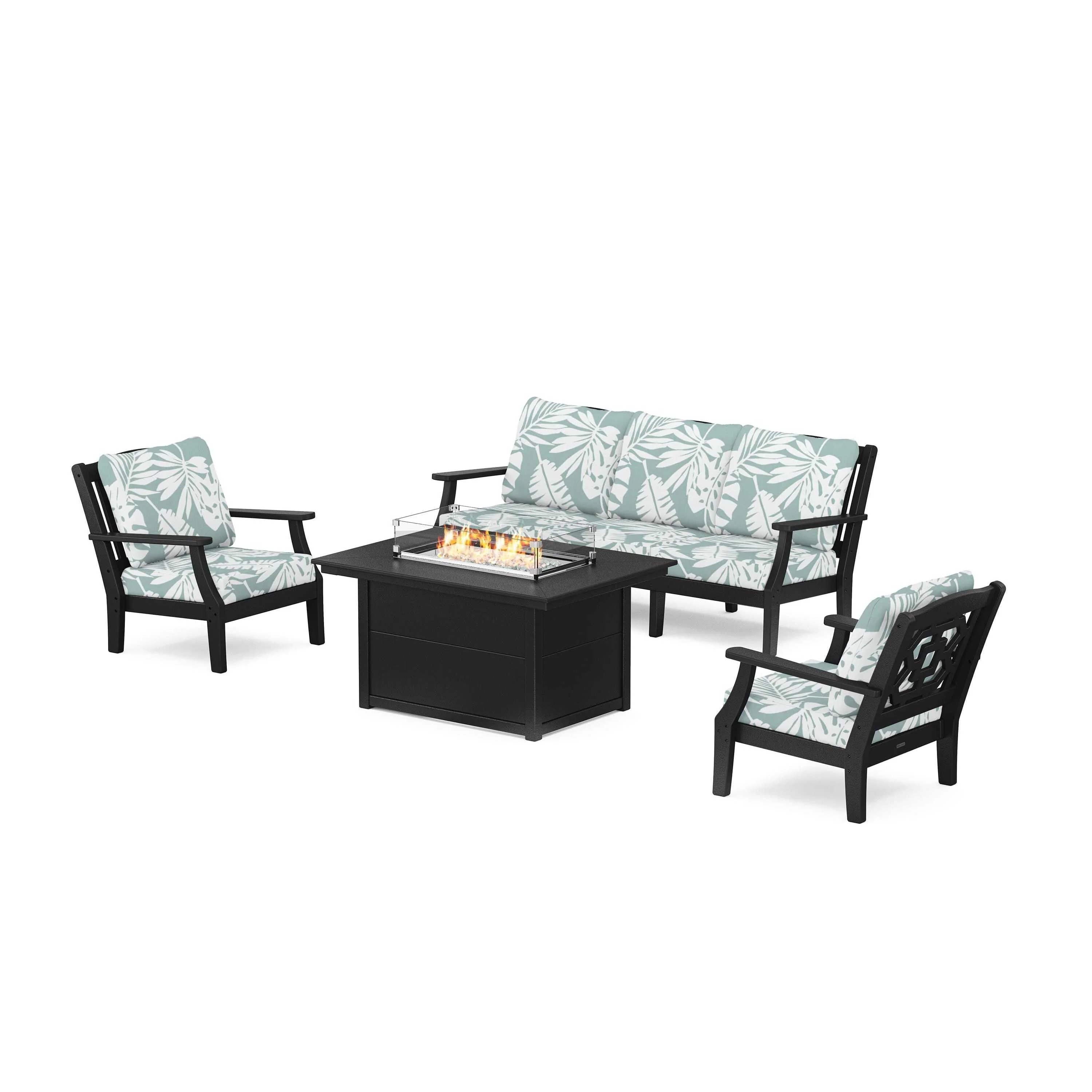 Chinoiserie Deep Seating Fire Pit Table Set - Image 145