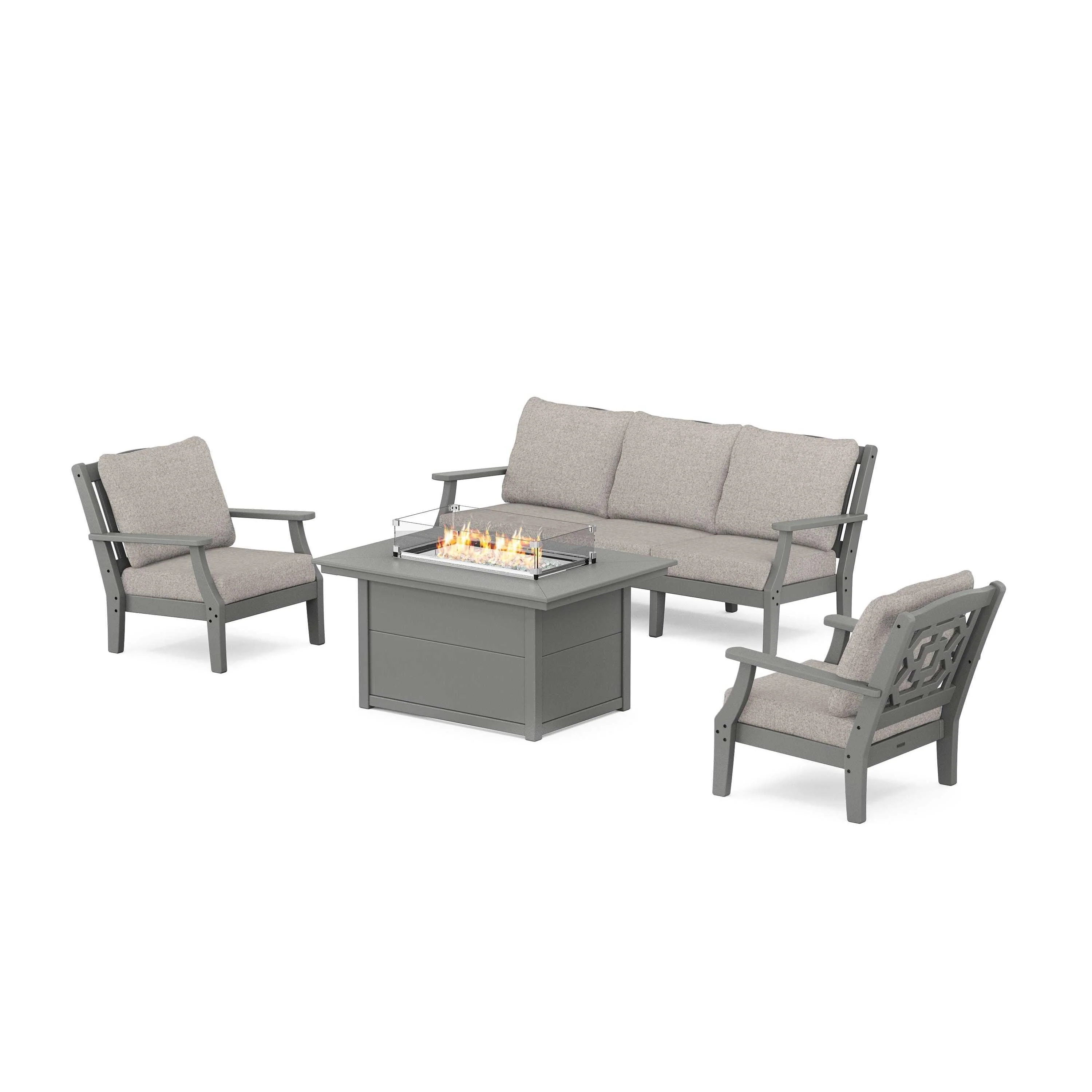 Chinoiserie Deep Seating Fire Pit Table Set - Image 159