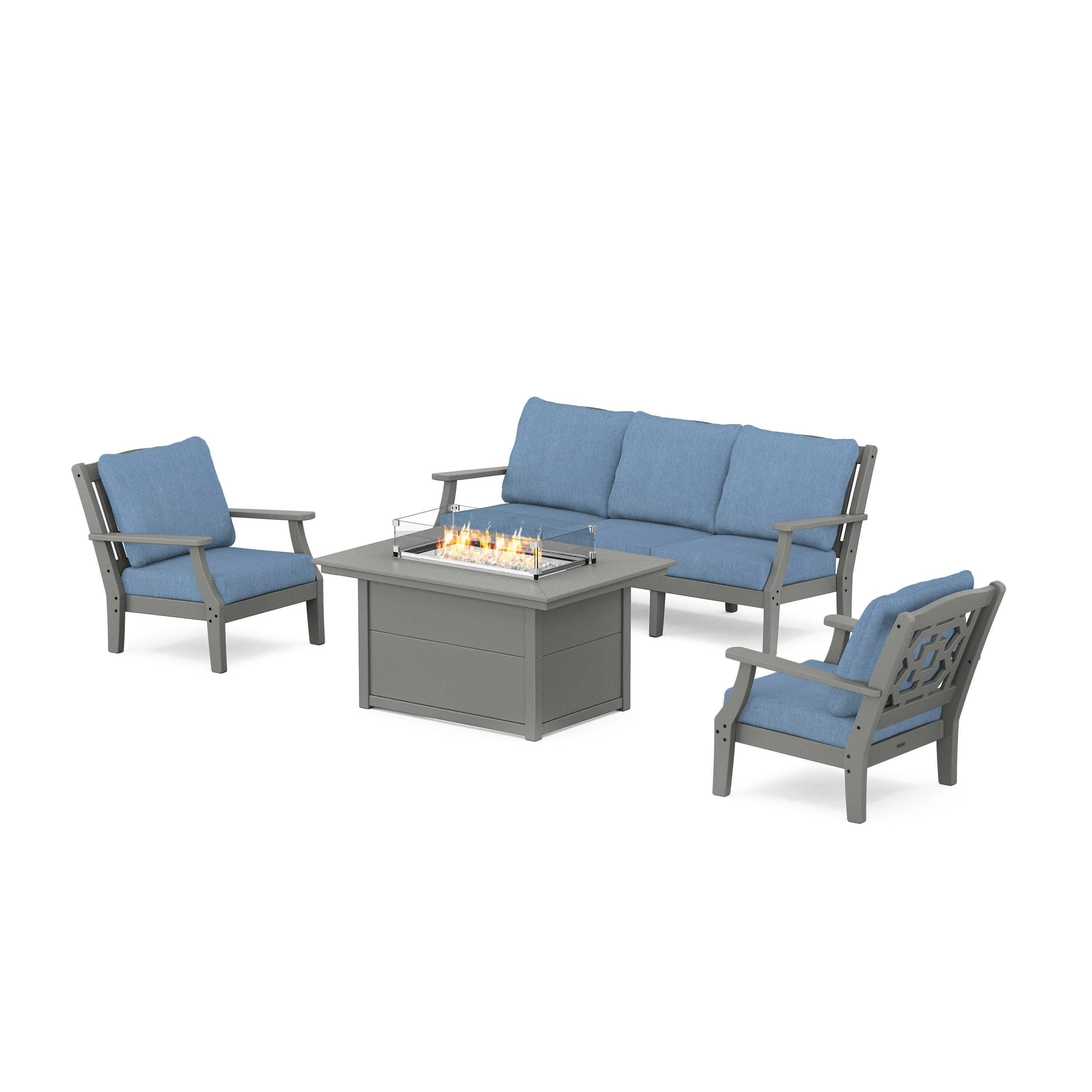 Chinoiserie Deep Seating Fire Pit Table Set - Image 160