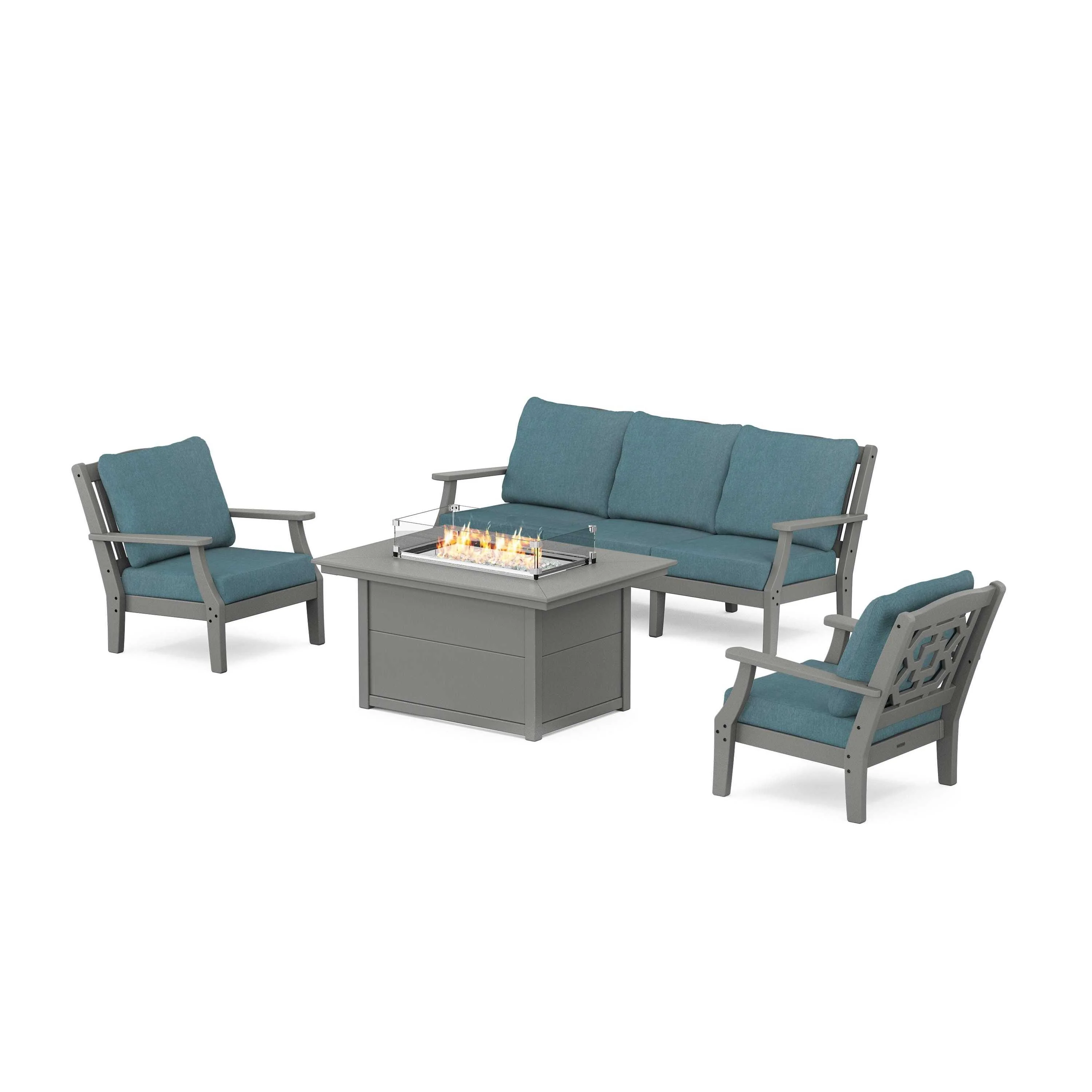 Chinoiserie Deep Seating Fire Pit Table Set - Image 170