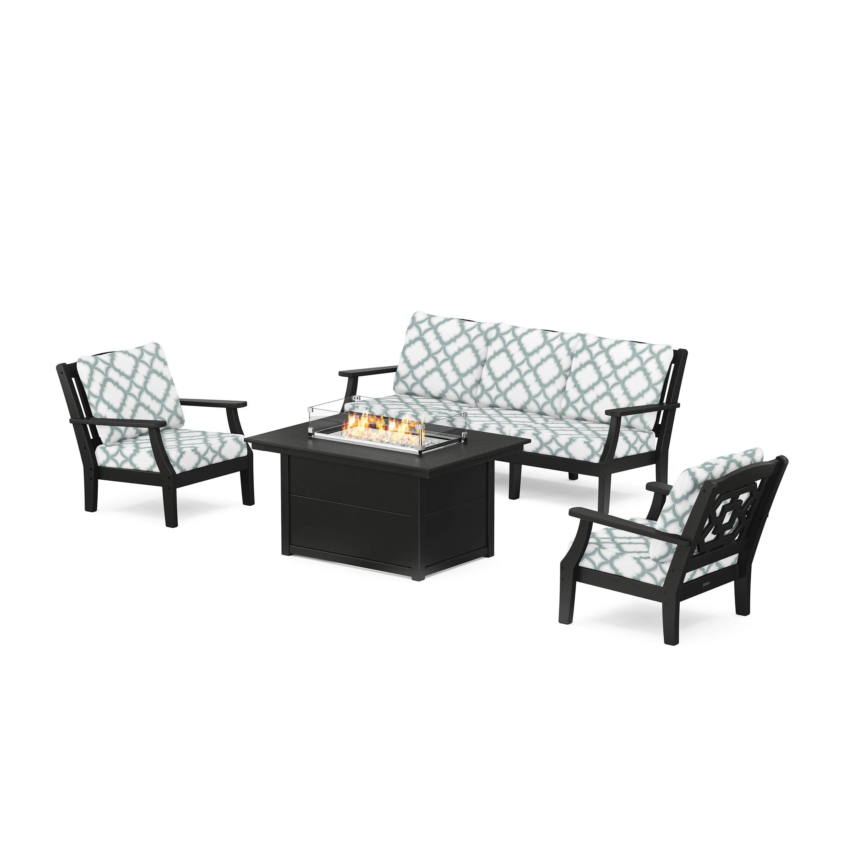 Chinoiserie Deep Seating Fire Pit Table Set - Image 173