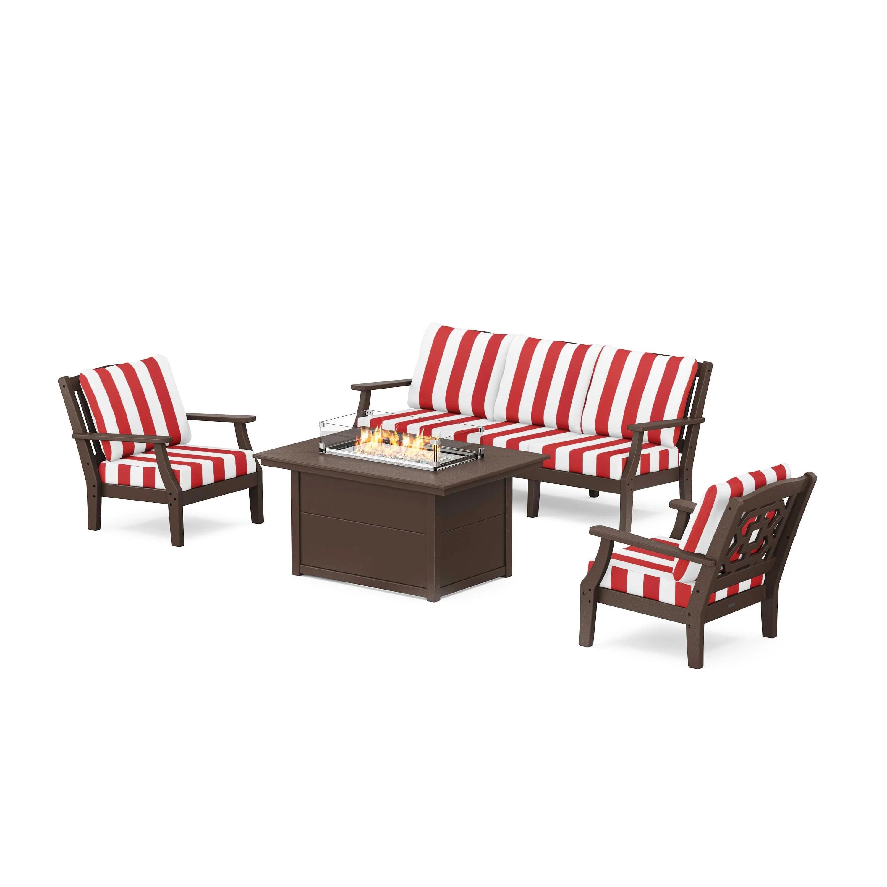 Chinoiserie Deep Seating Fire Pit Table Set - Image 176