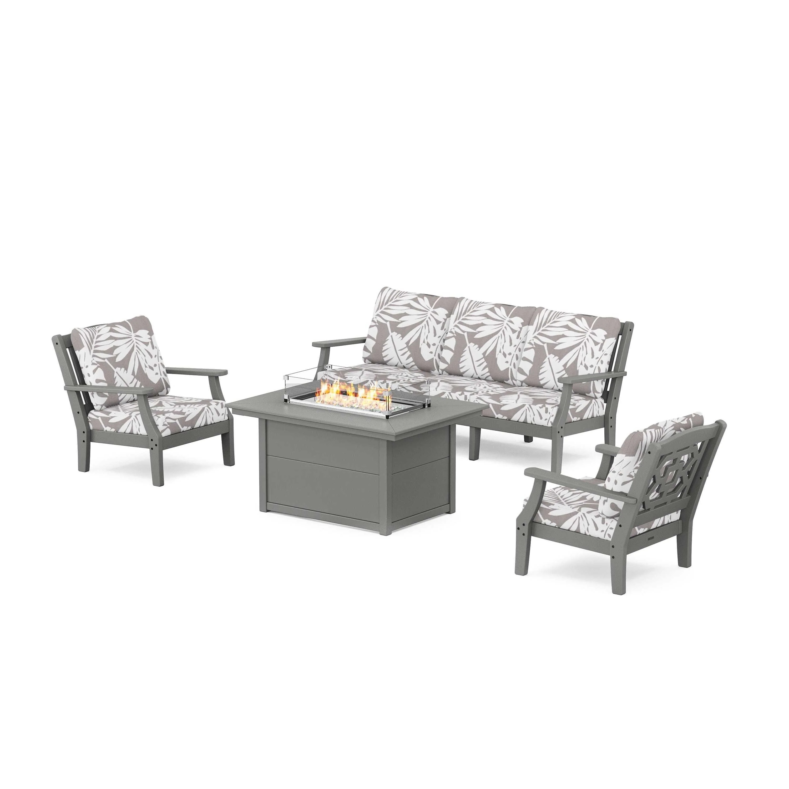 Chinoiserie Deep Seating Fire Pit Table Set - Image 180