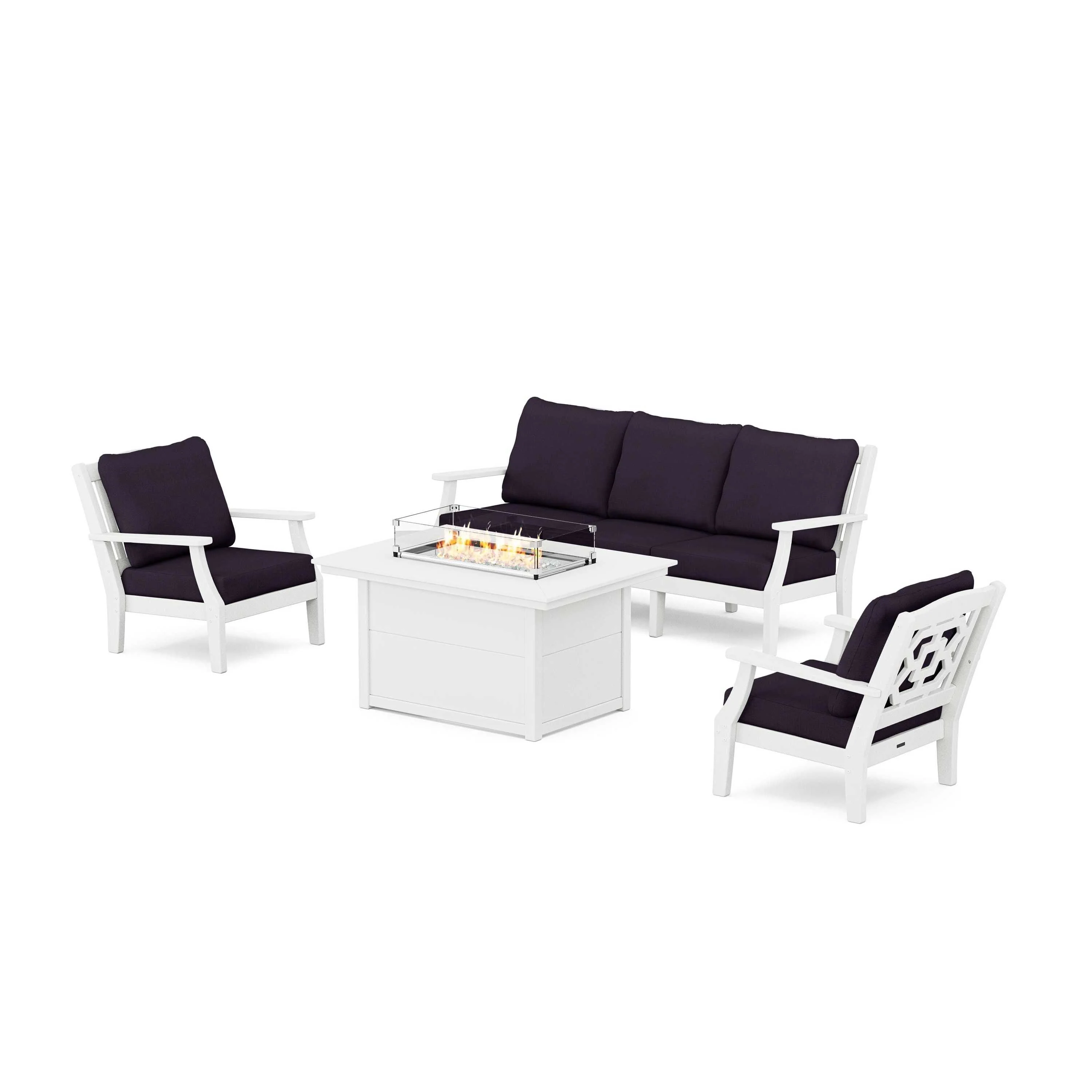 Chinoiserie Deep Seating Fire Pit Table Set - Image 186