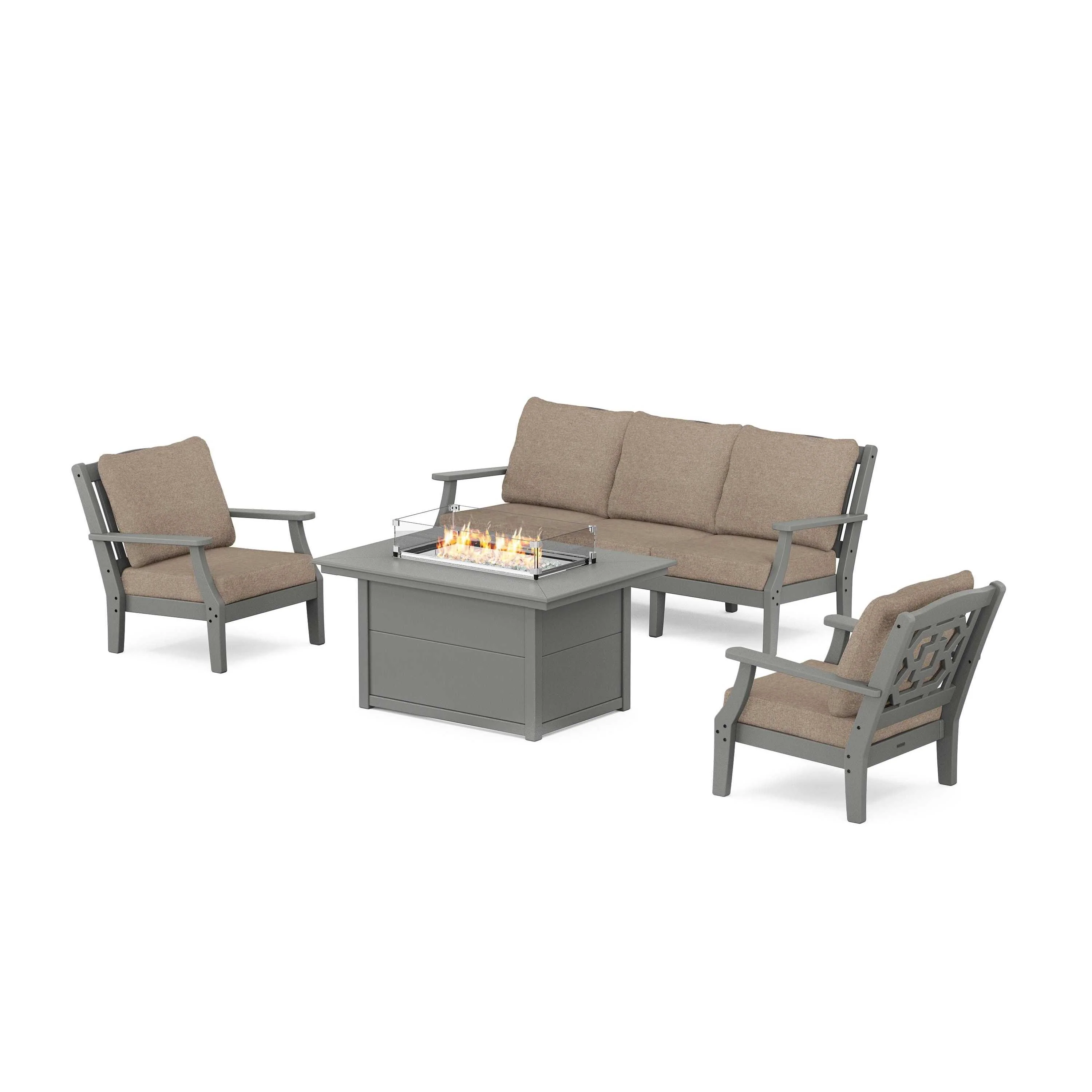 Chinoiserie Deep Seating Fire Pit Table Set - Image 19