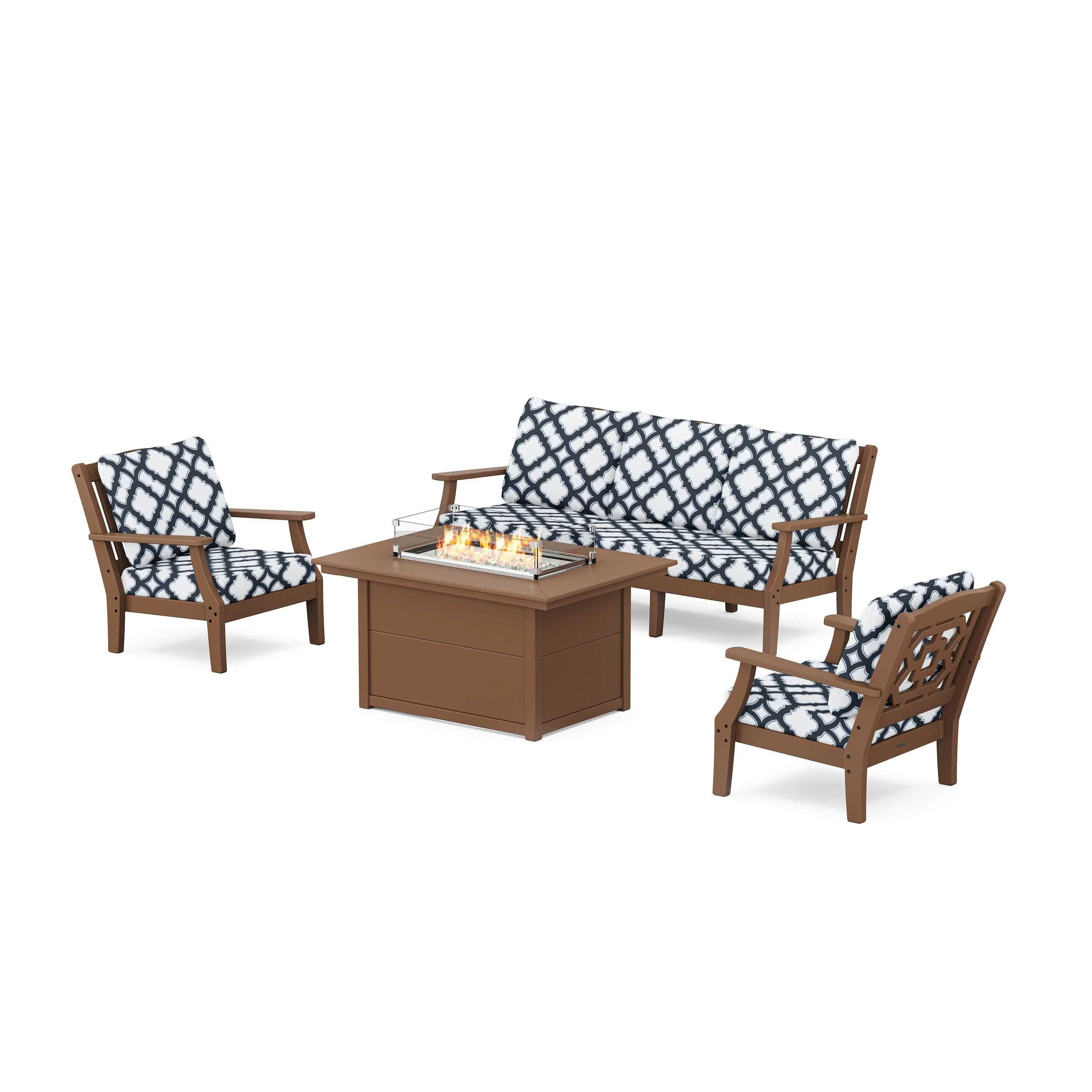 Chinoiserie Deep Seating Fire Pit Table Set - Image 194