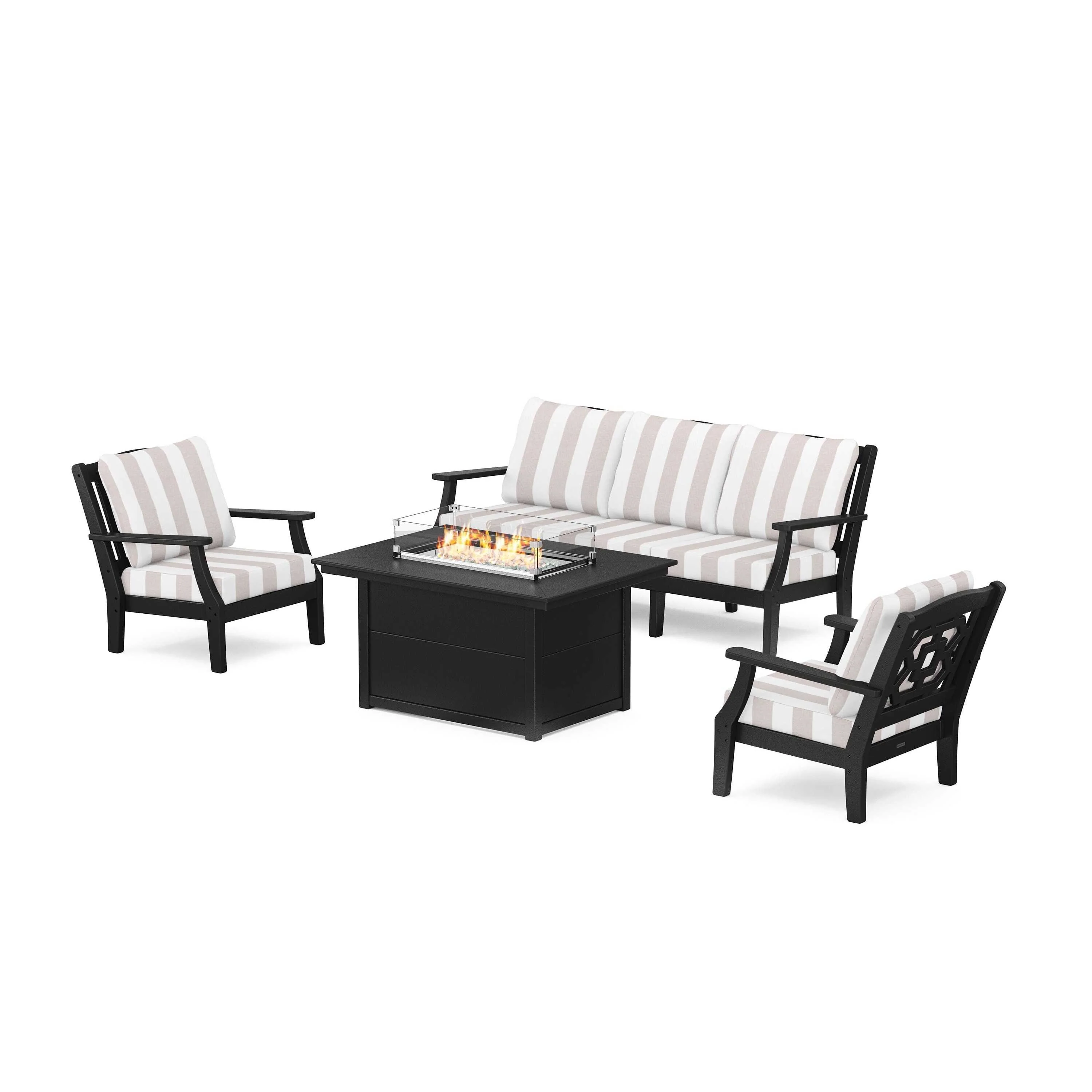 Chinoiserie Deep Seating Fire Pit Table Set - Image 210