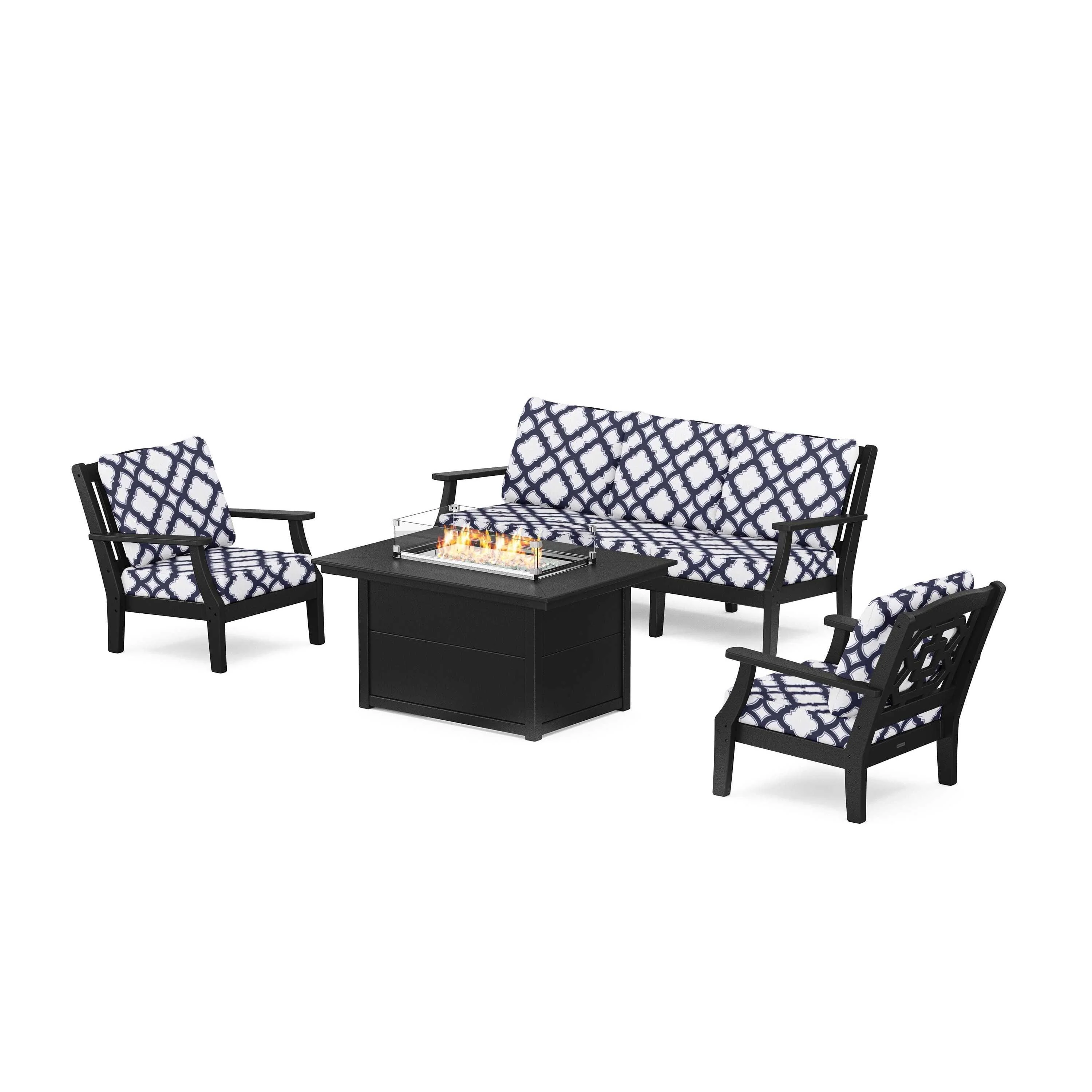 Chinoiserie Deep Seating Fire Pit Table Set - Image 32