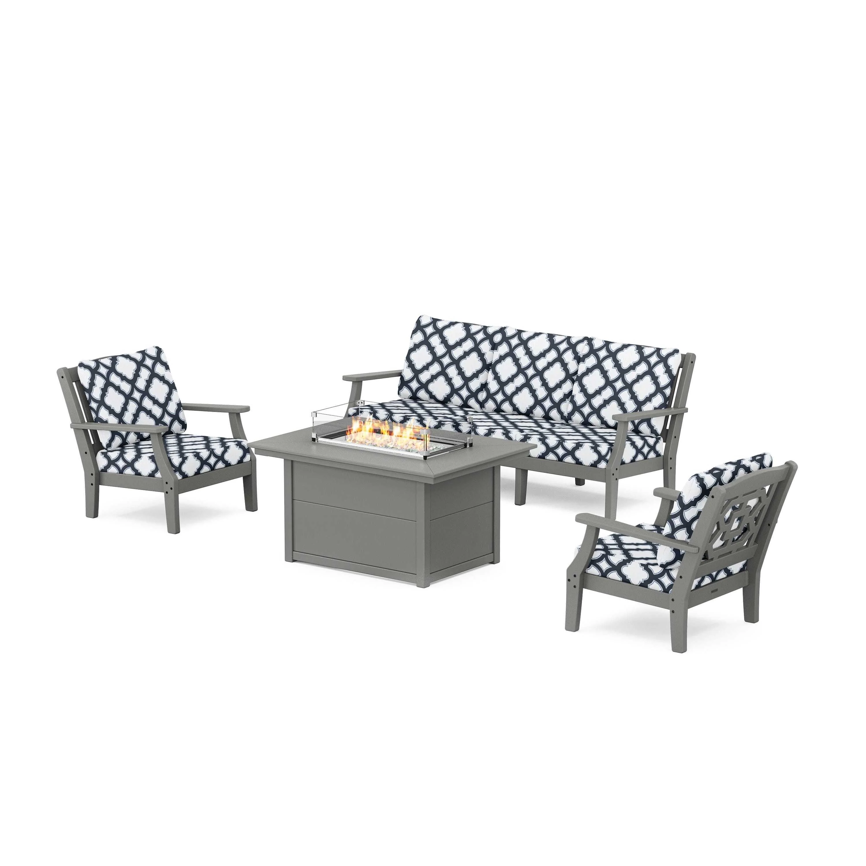 Chinoiserie Deep Seating Fire Pit Table Set - Image 58
