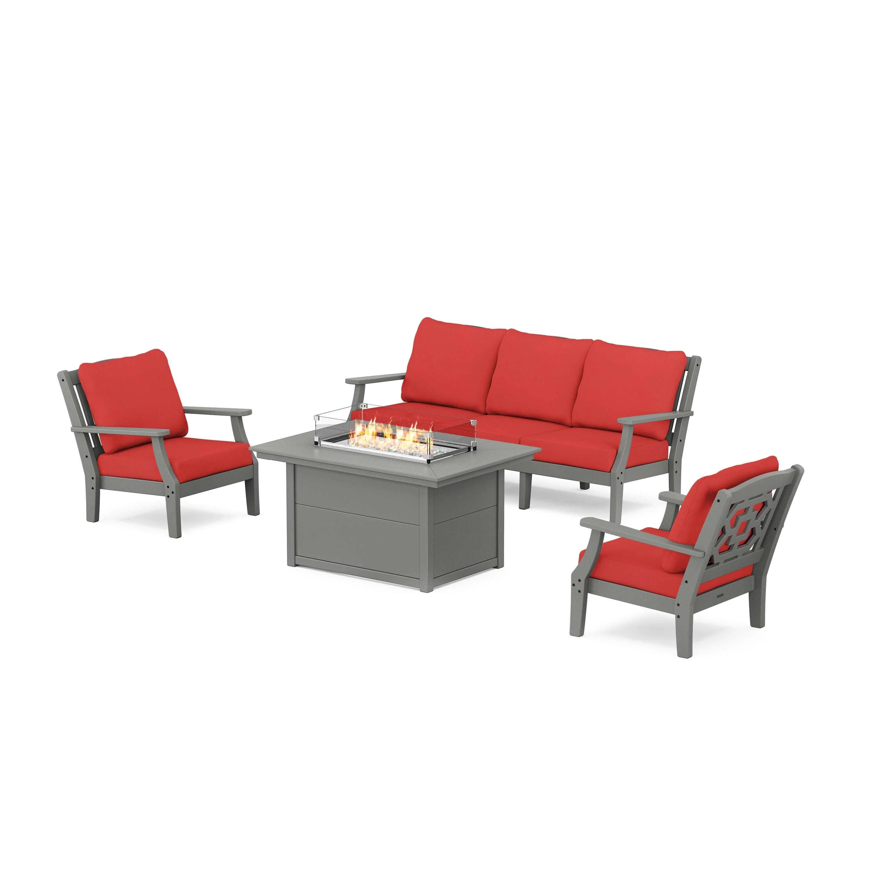 Chinoiserie Deep Seating Fire Pit Table Set - Image 73