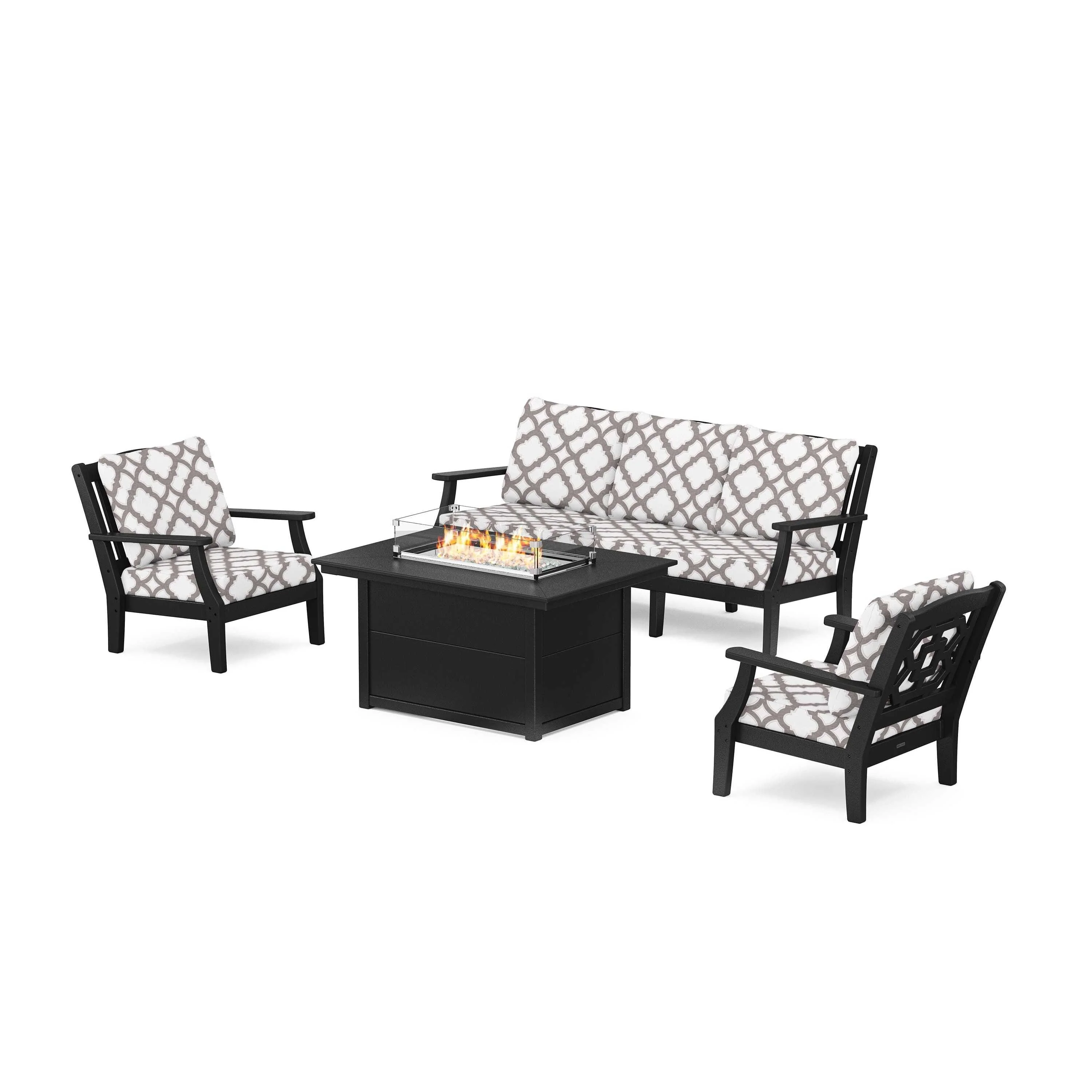 Chinoiserie Deep Seating Fire Pit Table Set - Image 78