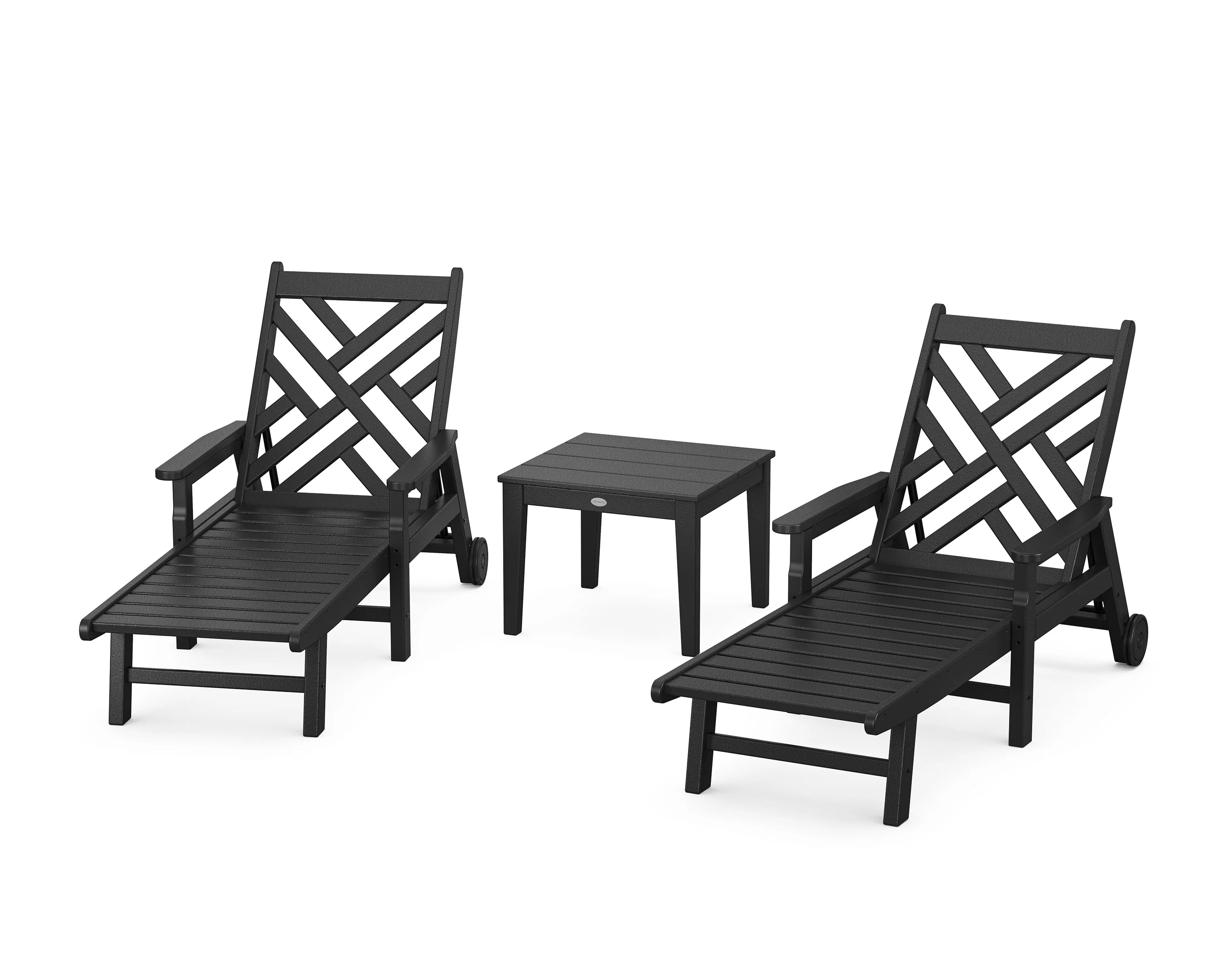 Chippendale 3-Piece Chaise Set with Arms and Wheels - Image 3