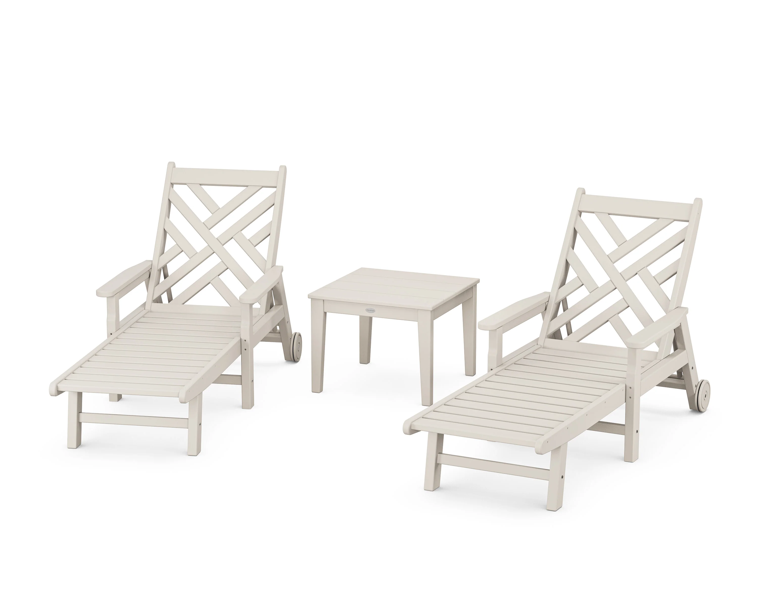 Chippendale 3-Piece Chaise Set with Arms and Wheels - Image 4
