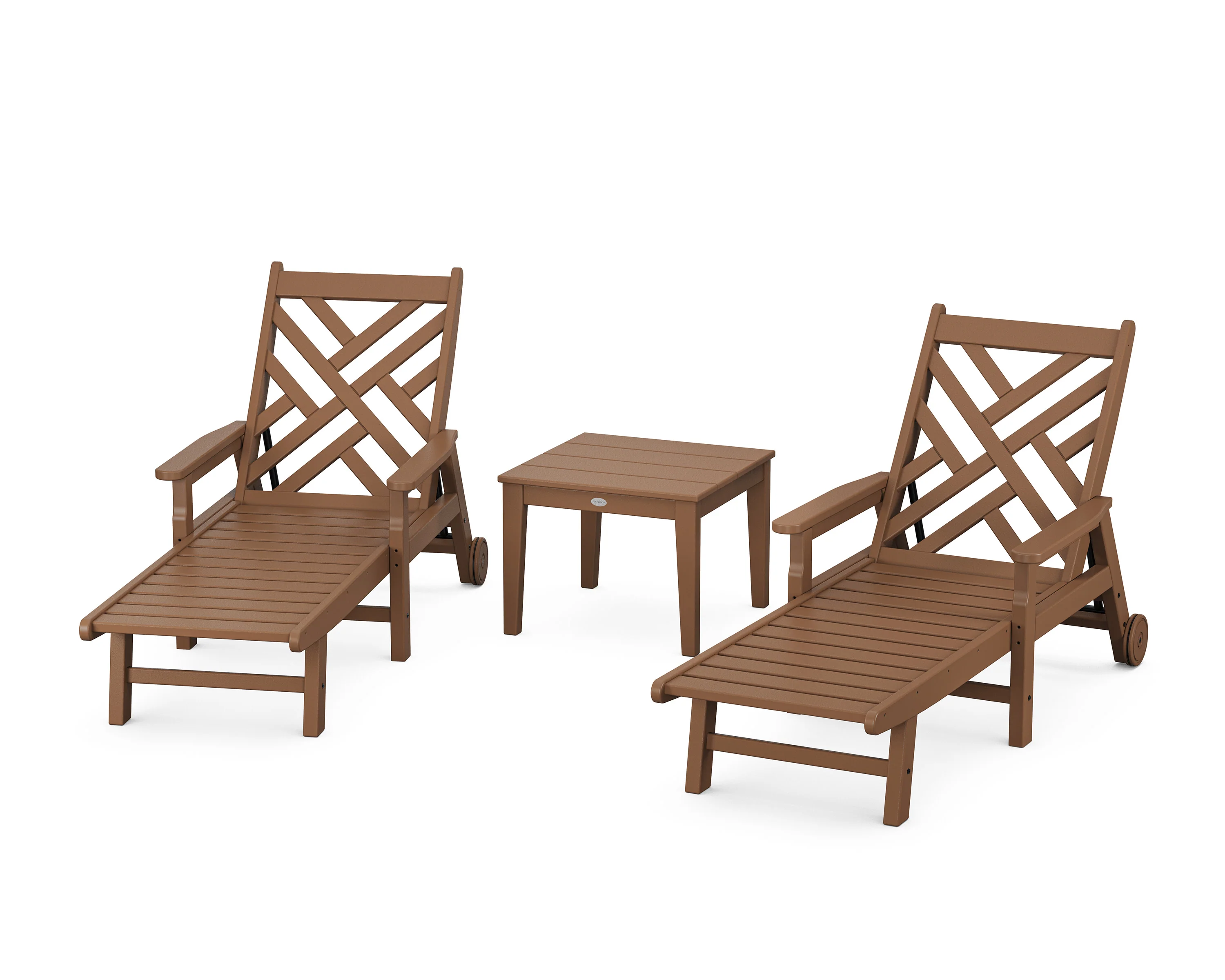 Chippendale 3-Piece Chaise Set with Arms and Wheels - Image 5