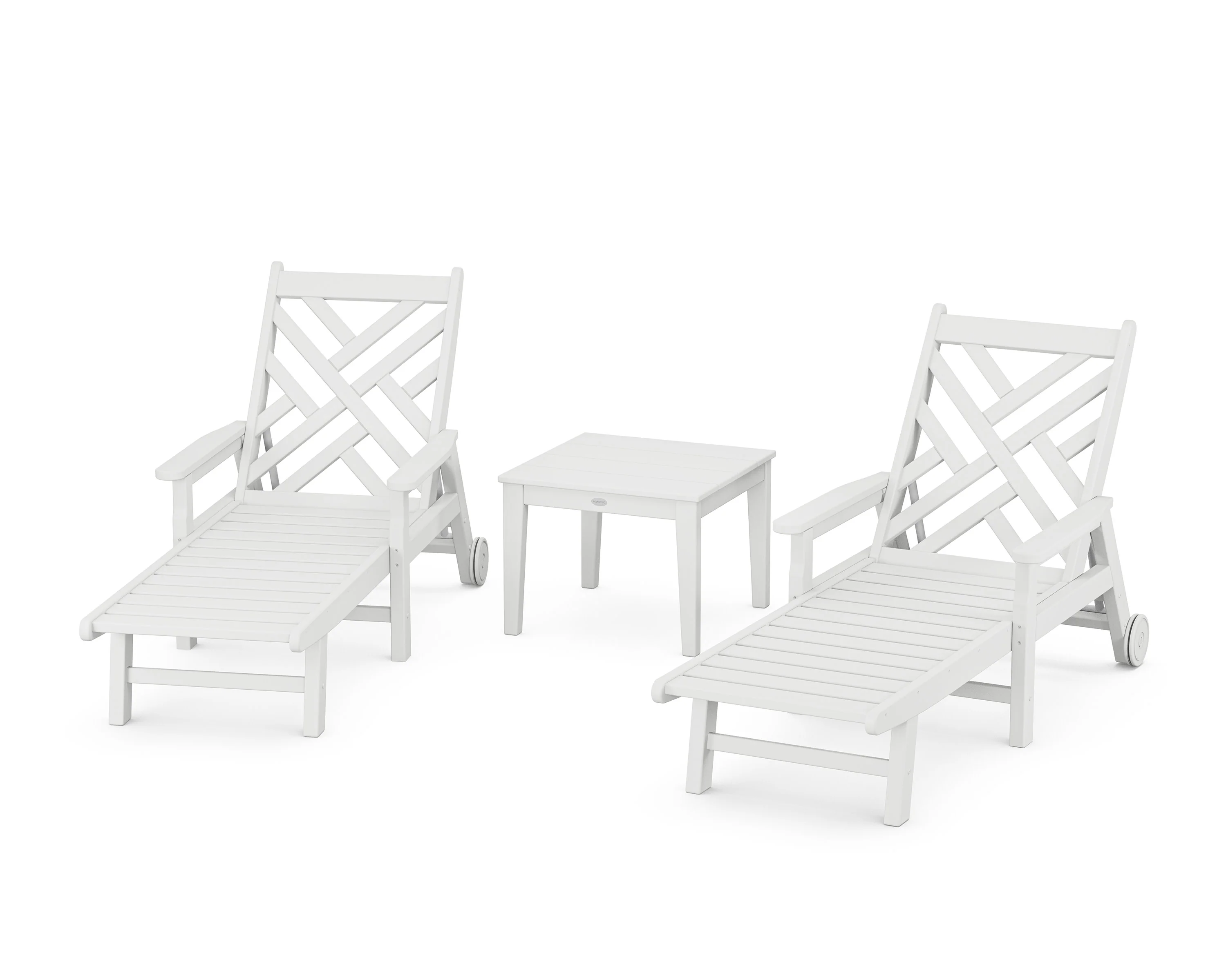 Chippendale 3-Piece Chaise Set with Arms and Wheels - Image 7