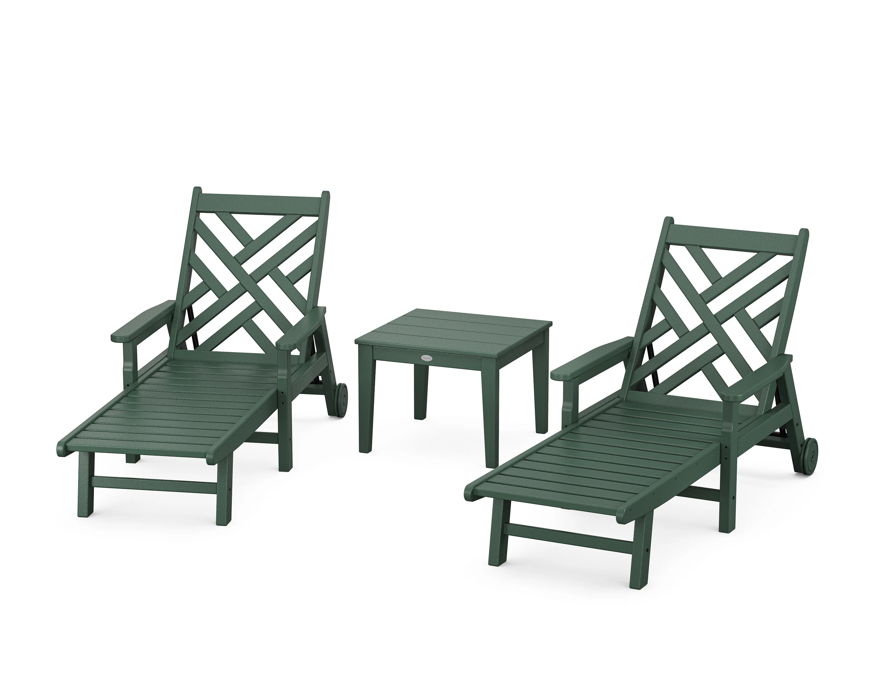Chippendale 3-Piece Chaise Set with Arms and Wheels - Image 8