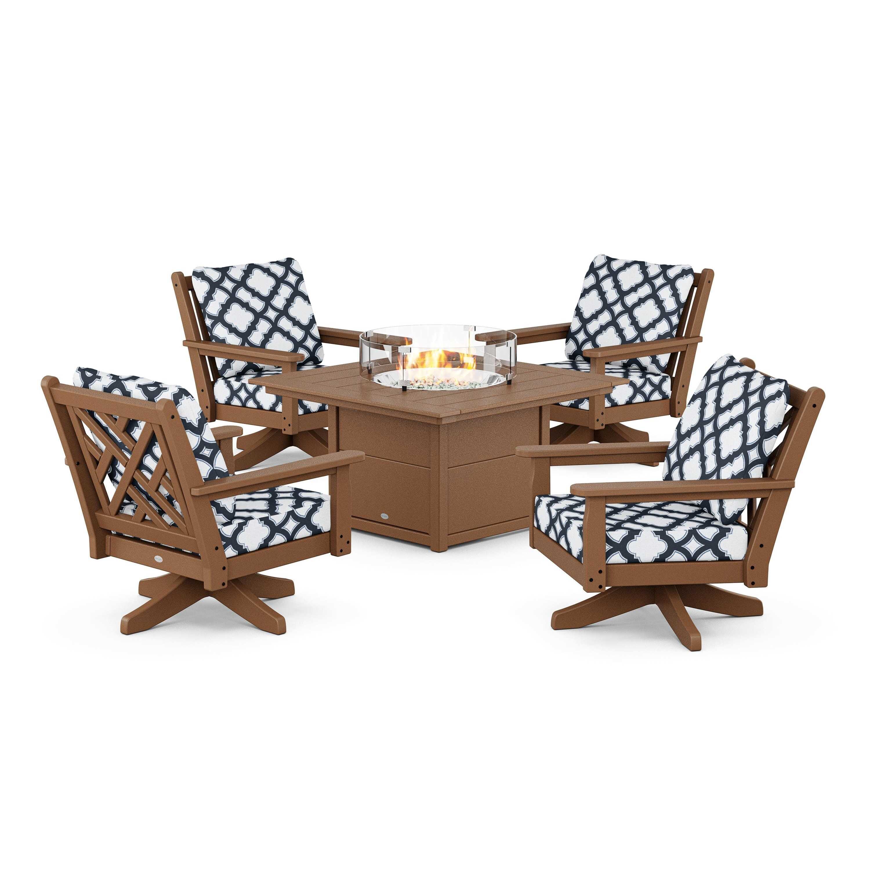 Chippendale 5-Piece Deep Seating Swivel Conversation Set with Fire Pit Table - Image 136