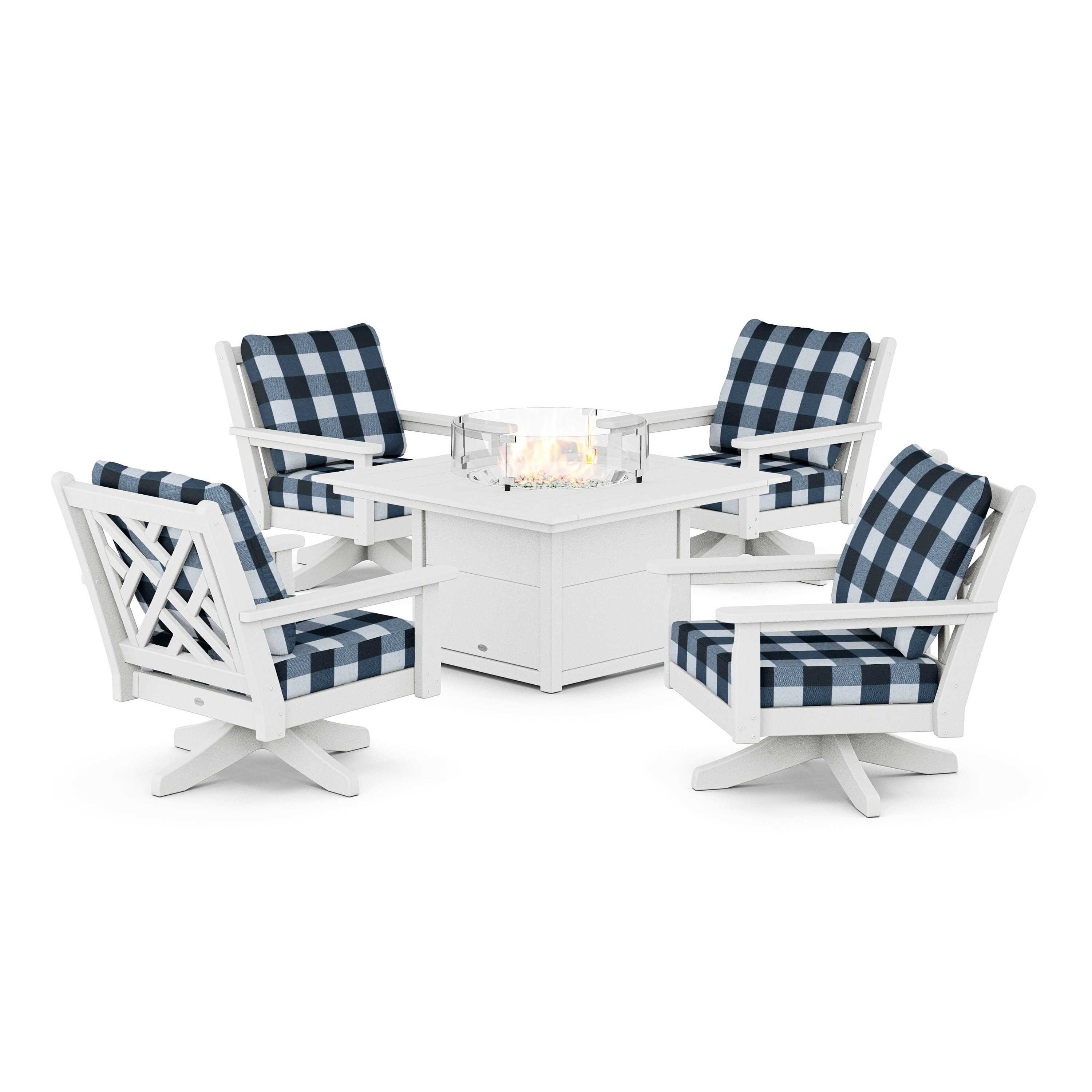 Chippendale 5-Piece Deep Seating Swivel Conversation Set with Fire Pit Table - Image 140
