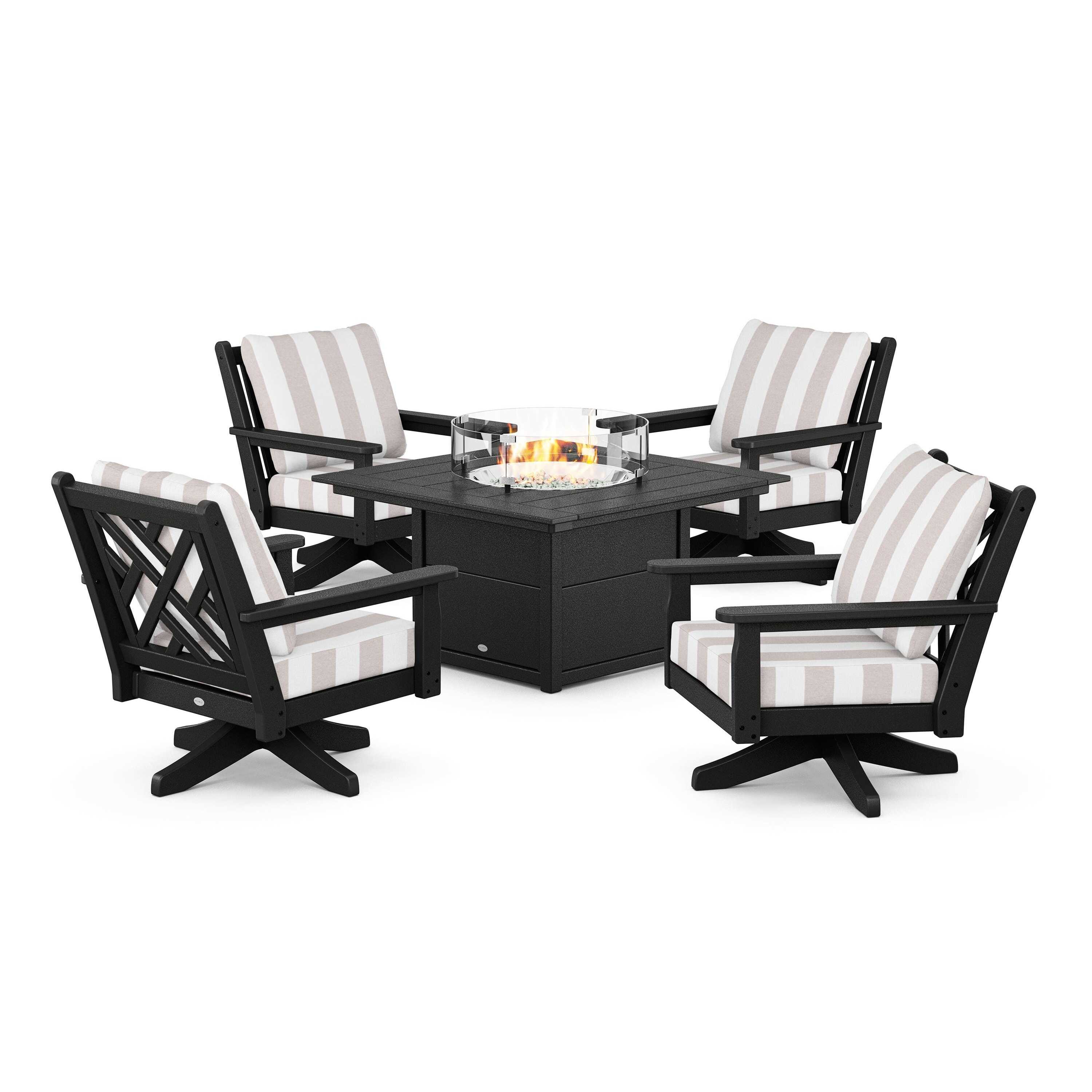 Chippendale 5-Piece Deep Seating Swivel Conversation Set with Fire Pit Table - Image 162