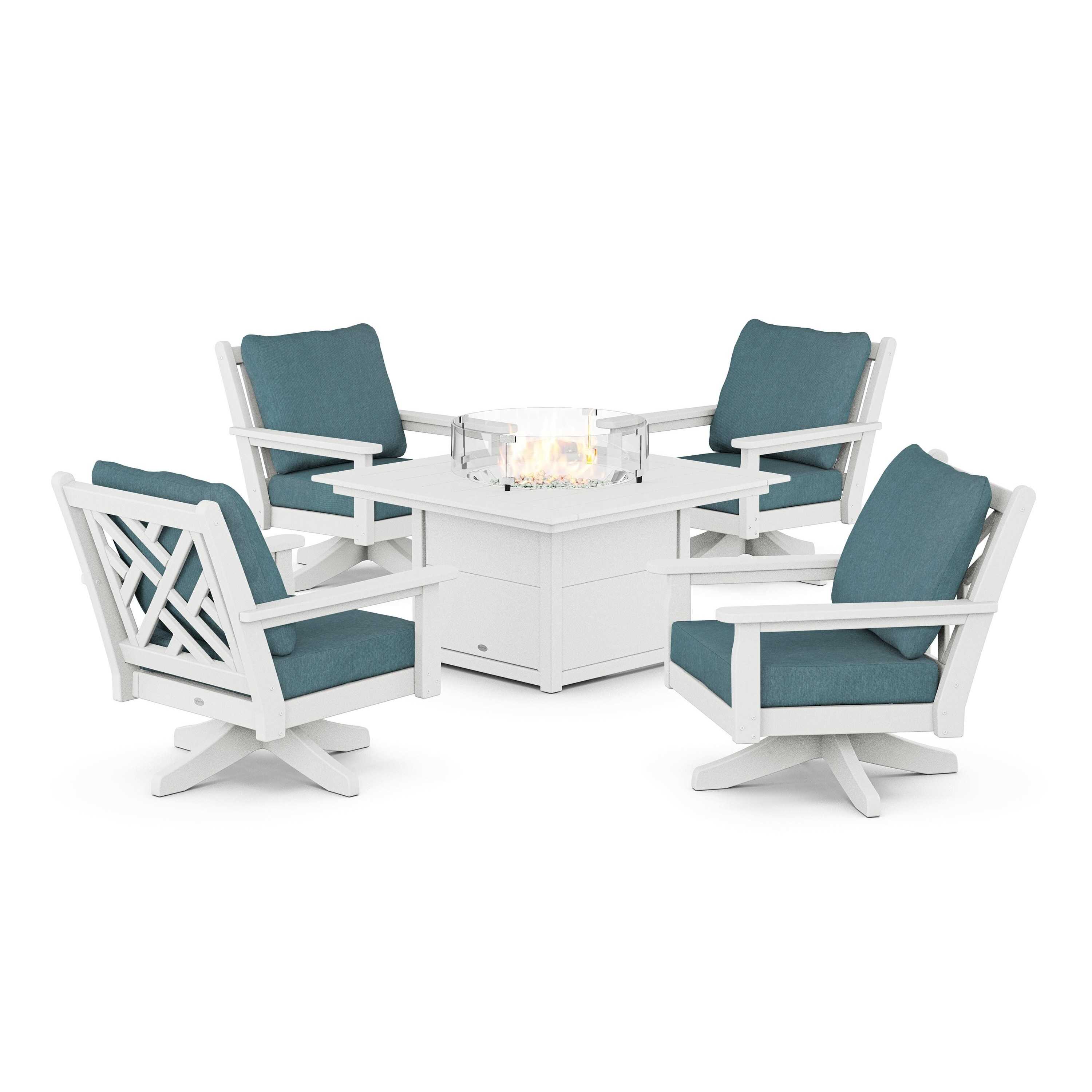 Chippendale 5-Piece Deep Seating Swivel Conversation Set with Fire Pit Table - Image 181