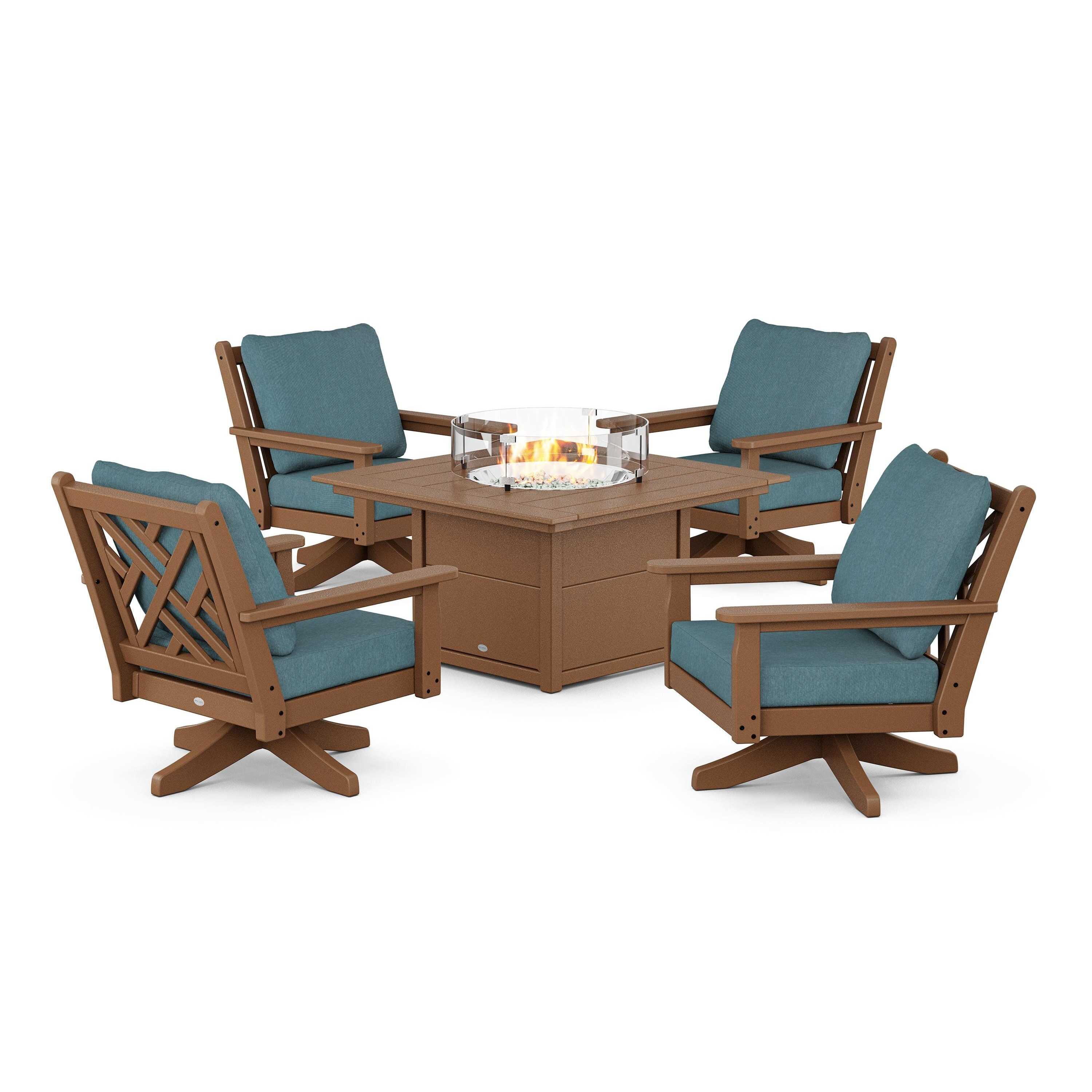 Chippendale 5-Piece Deep Seating Swivel Conversation Set with Fire Pit Table - Image 183
