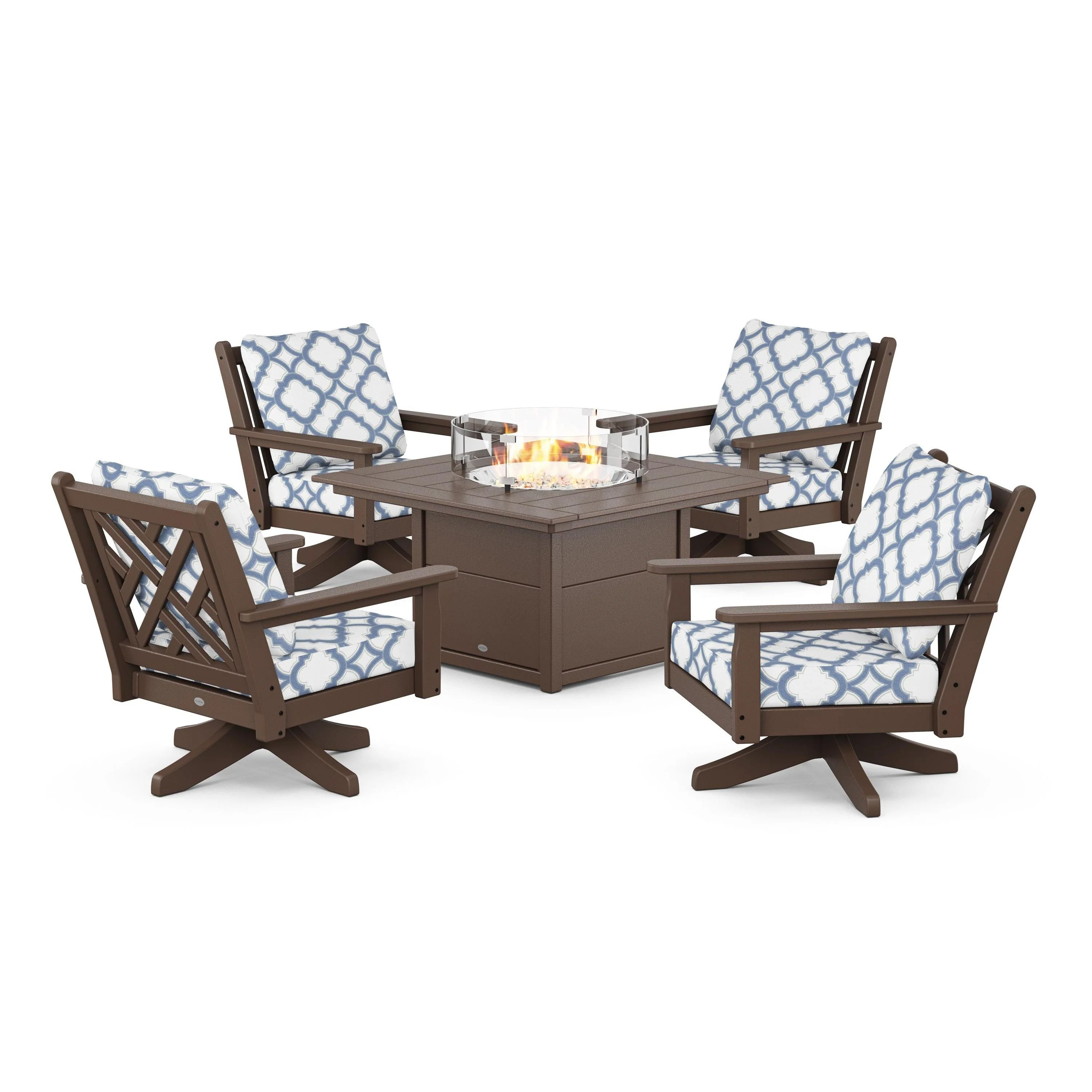Chippendale 5-Piece Deep Seating Swivel Conversation Set with Fire Pit Table - Image 195