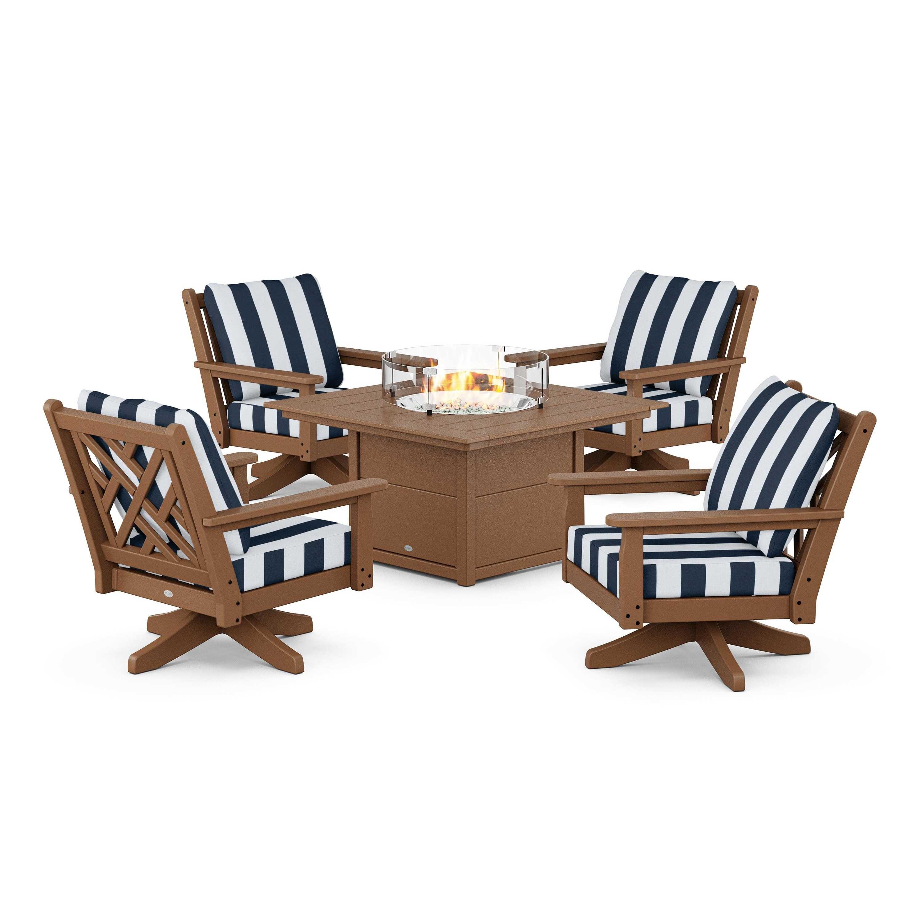 Chippendale 5-Piece Deep Seating Swivel Conversation Set with Fire Pit Table - Image 199