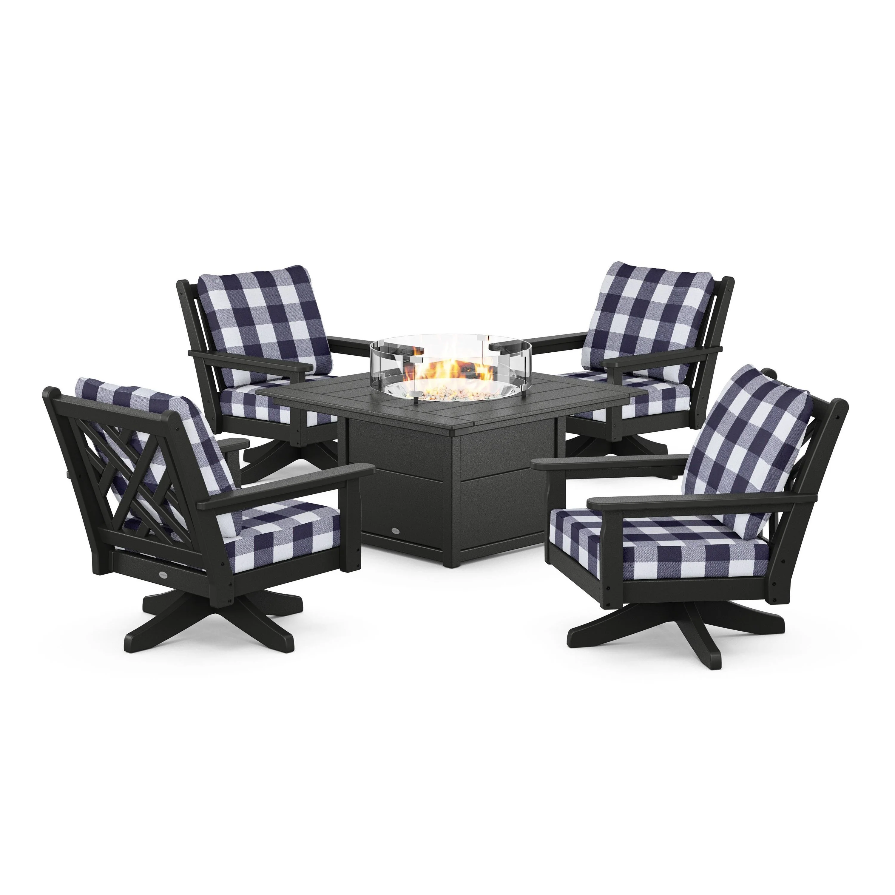 Chippendale 5-Piece Deep Seating Swivel Conversation Set with Fire Pit Table - Image 204