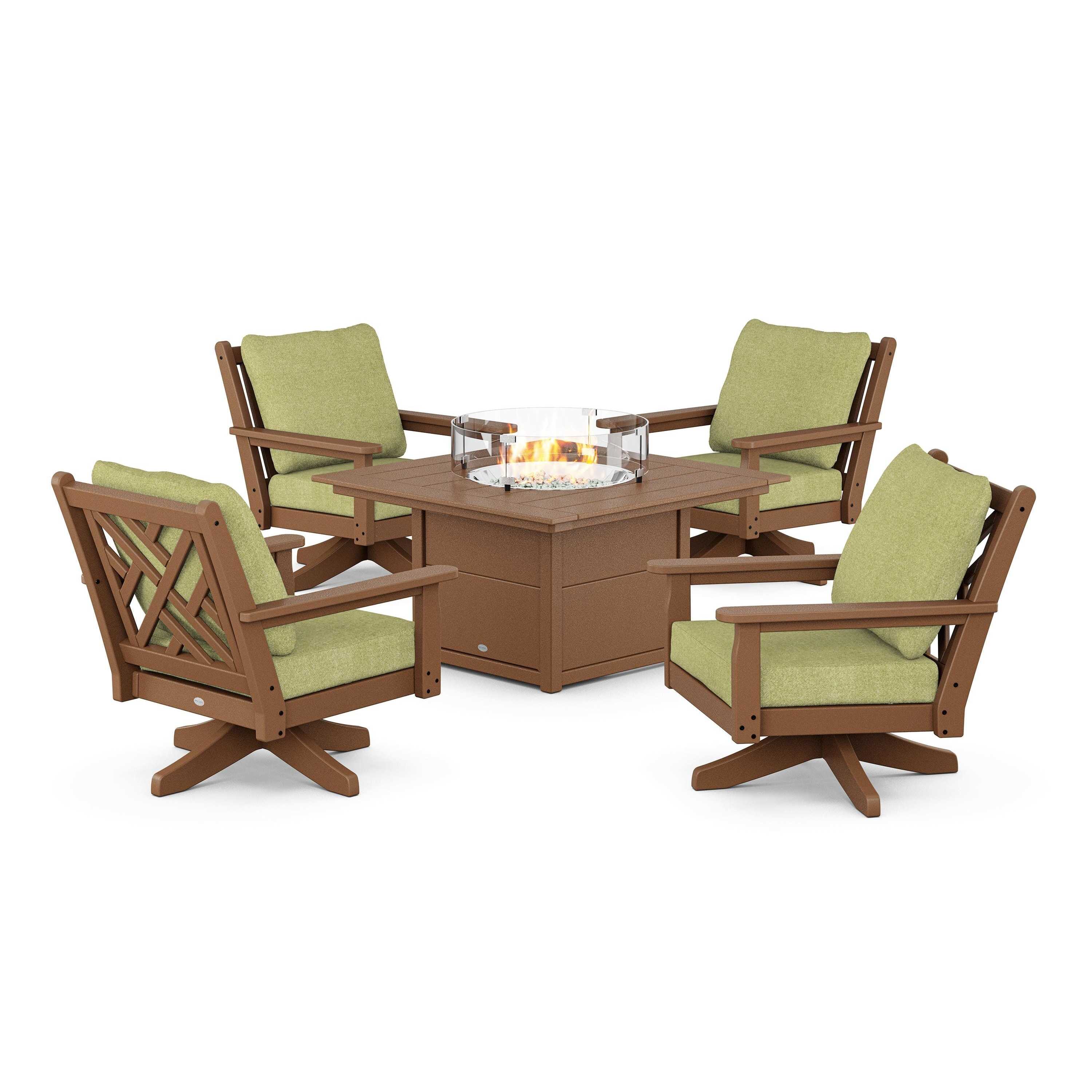 Chippendale 5-Piece Deep Seating Swivel Conversation Set with Fire Pit Table - Image 206