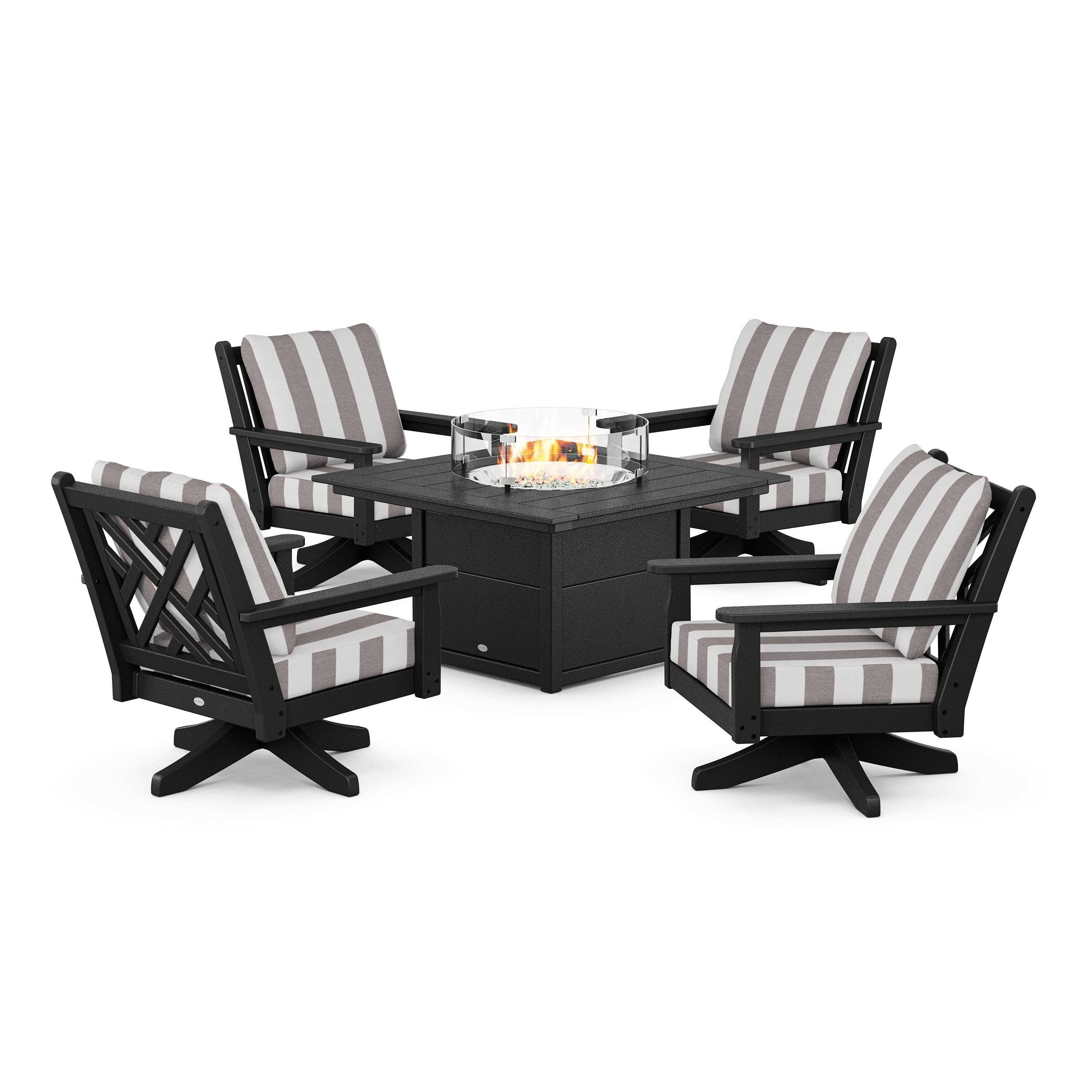 Chippendale 5-Piece Deep Seating Swivel Conversation Set with Fire Pit Table - Image 47