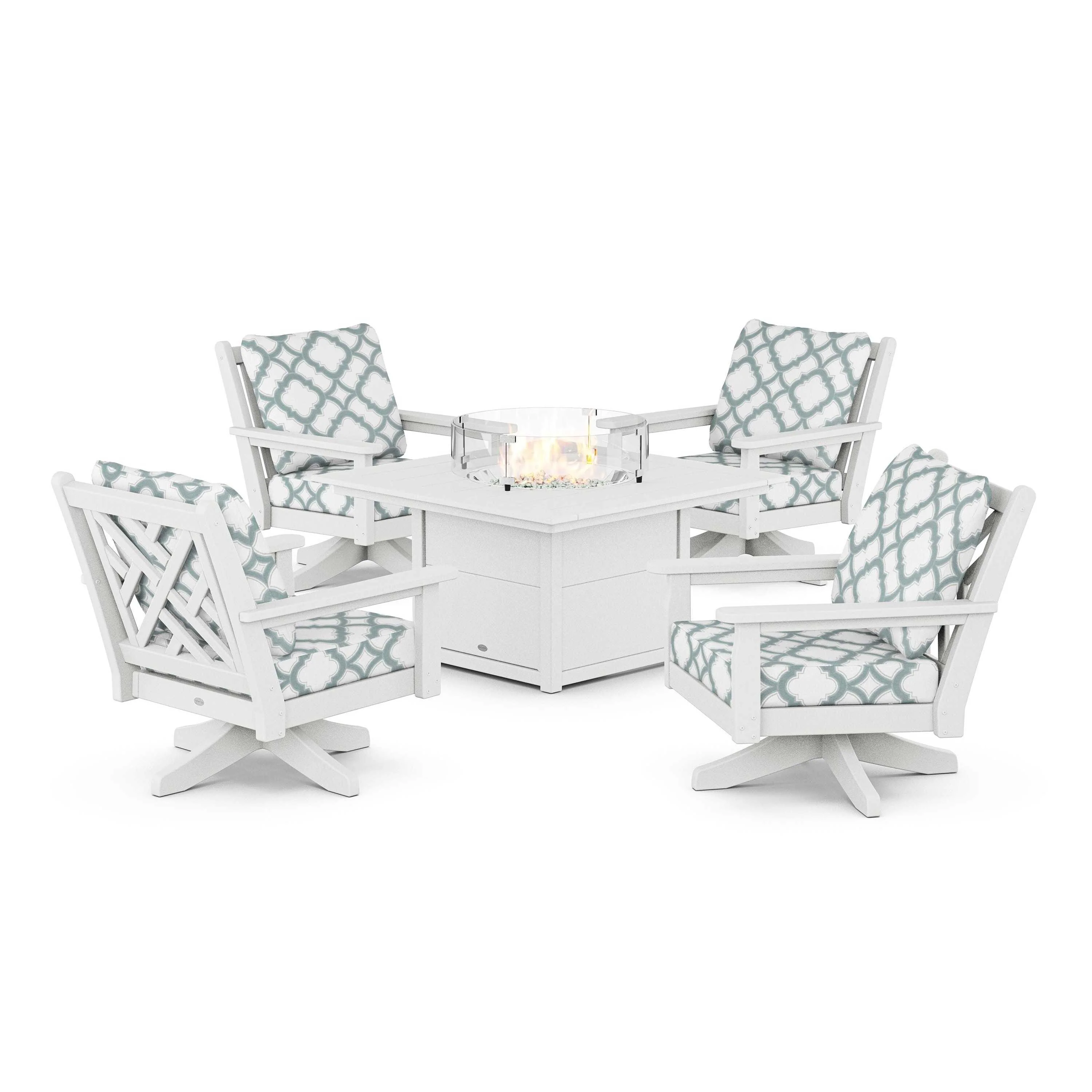 Chippendale 5-Piece Deep Seating Swivel Conversation Set with Fire Pit Table - Image 58