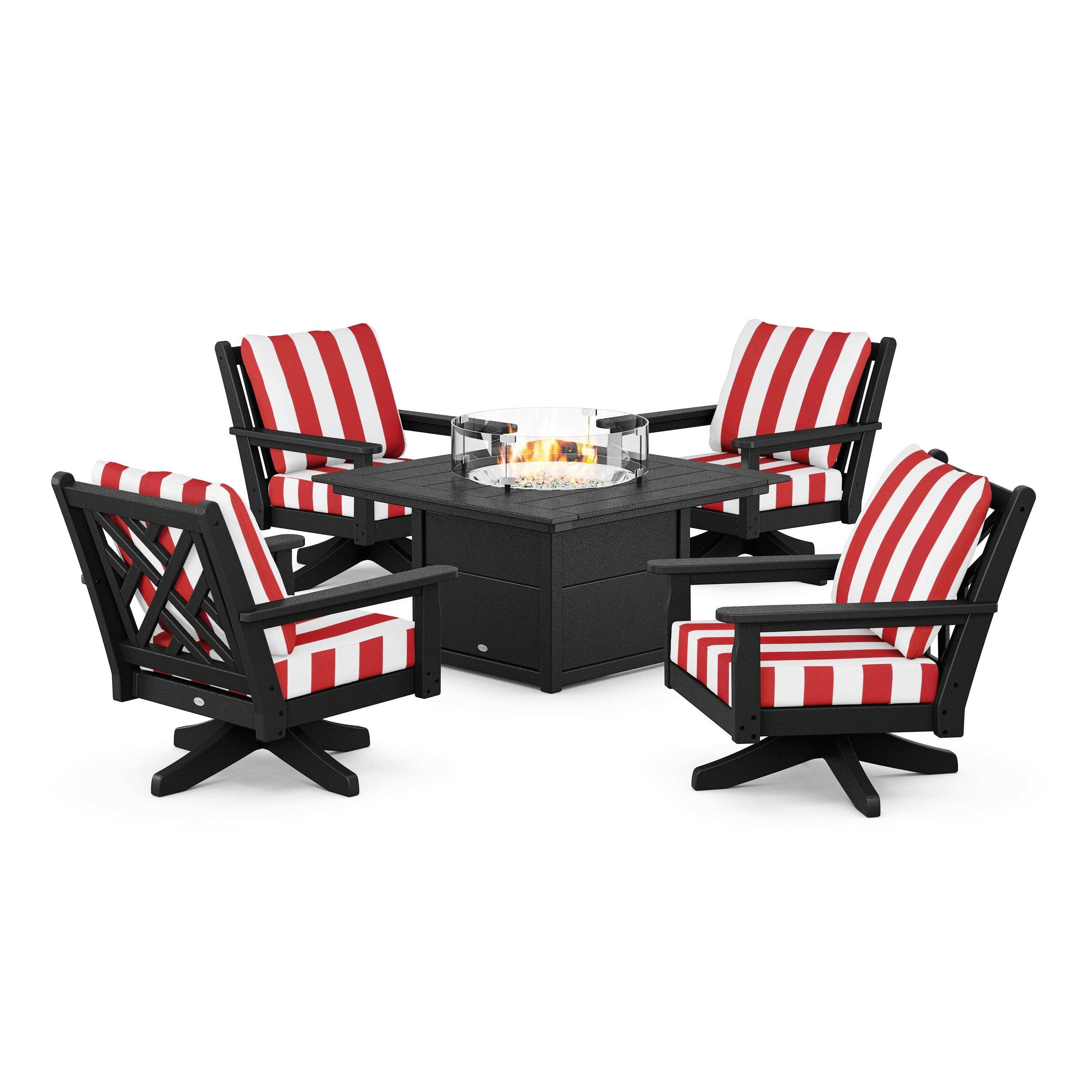 Chippendale 5-Piece Deep Seating Swivel Conversation Set with Fire Pit Table - Image 97