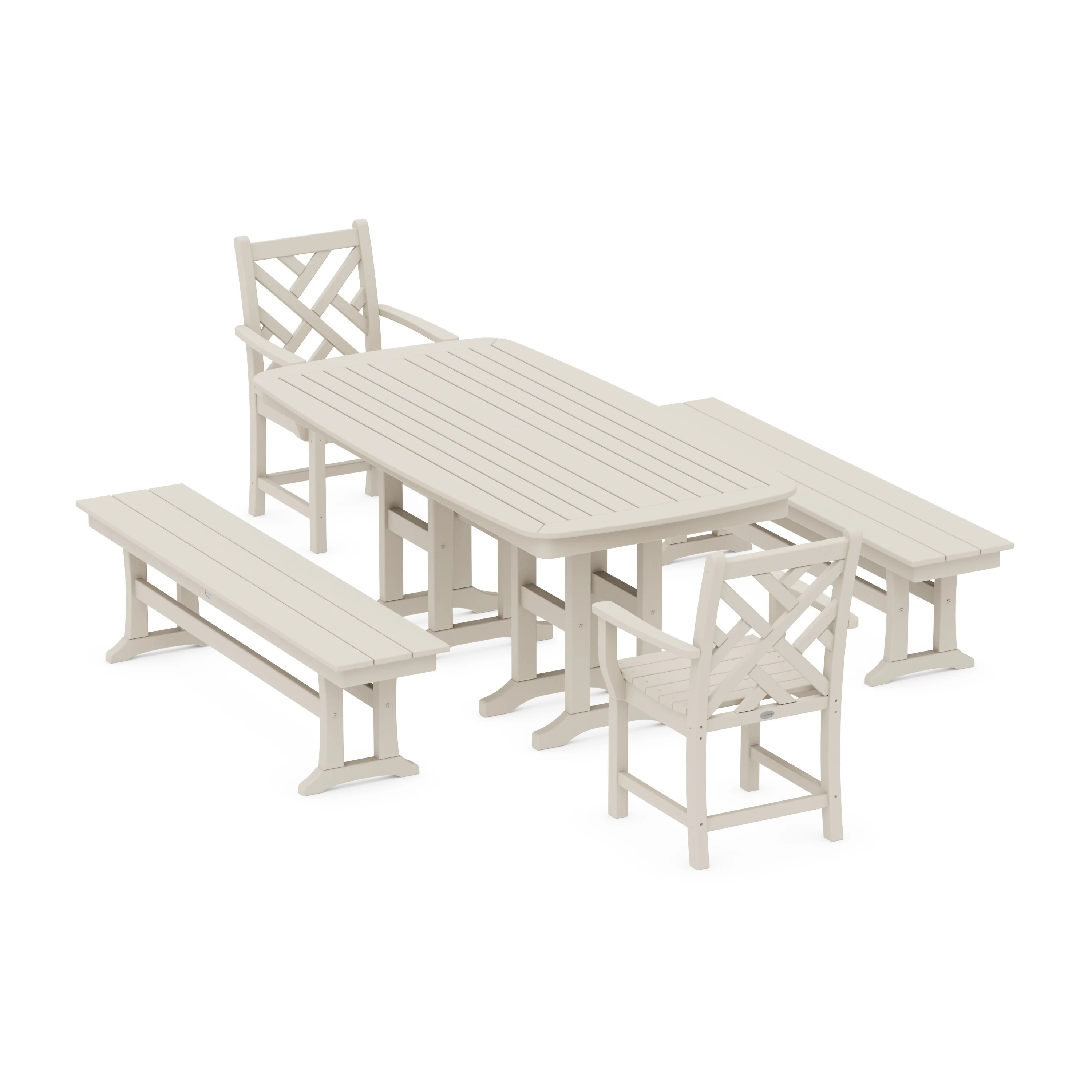 Chippendale 5-Piece Dining Set with Benches - Image 6