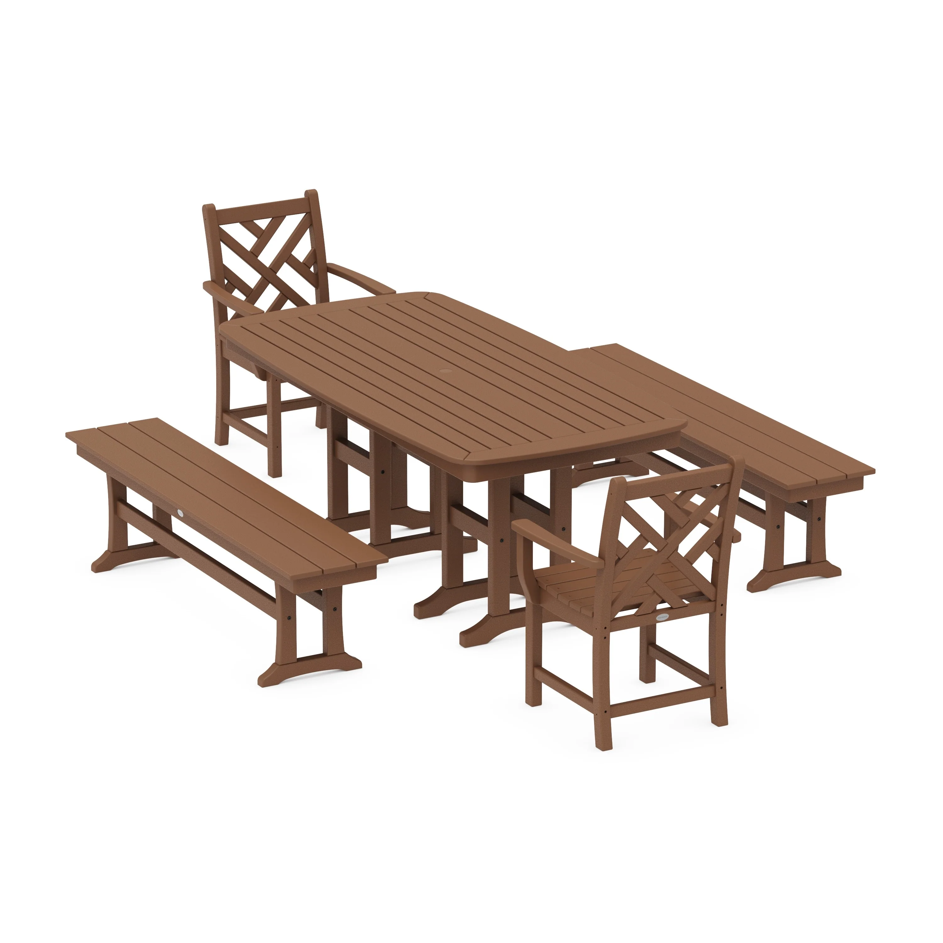 Chippendale 5-Piece Dining Set with Benches - Image 8