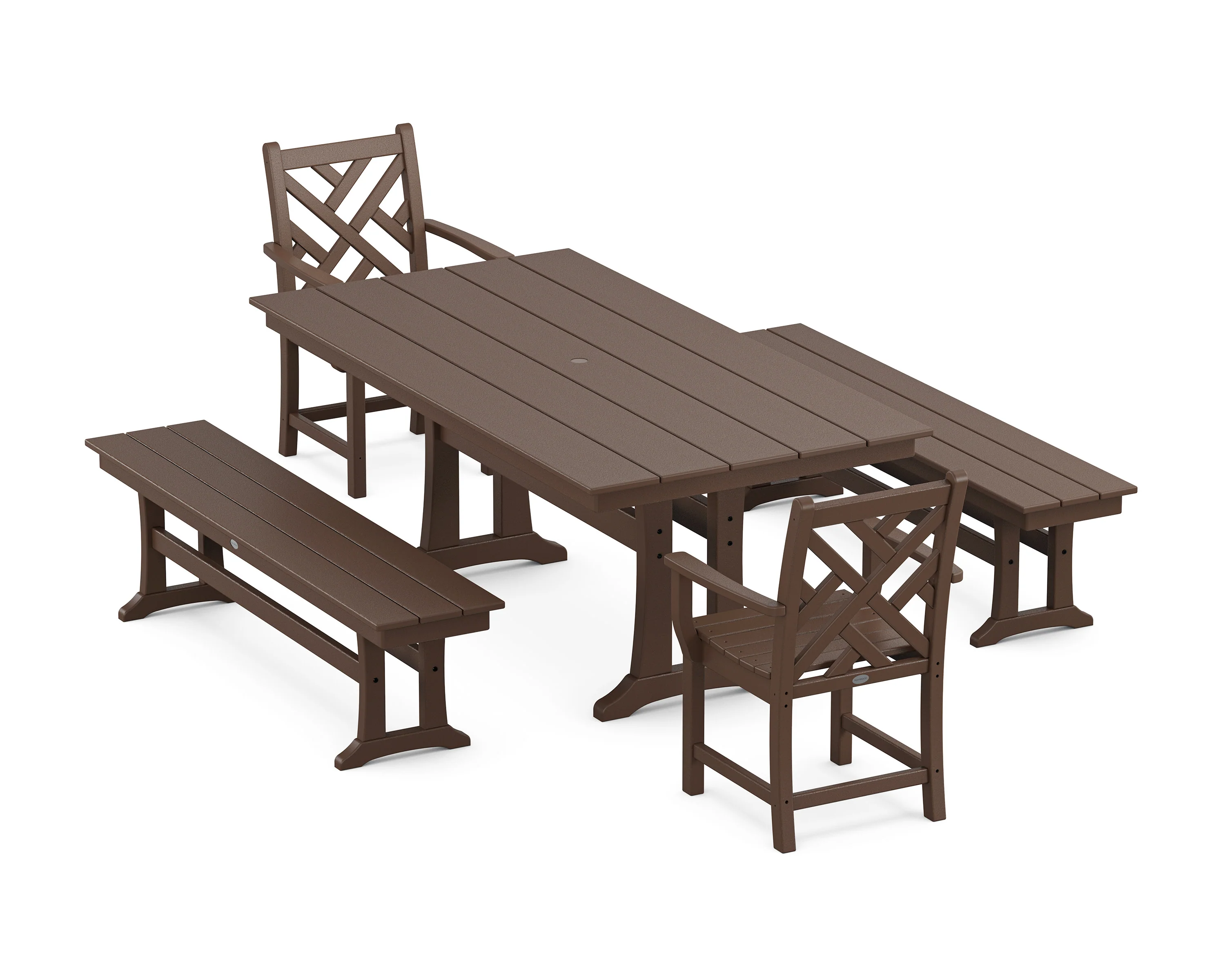 Chippendale 5-Piece Farmhouse Dining Set With Trestle Legs - Image 4