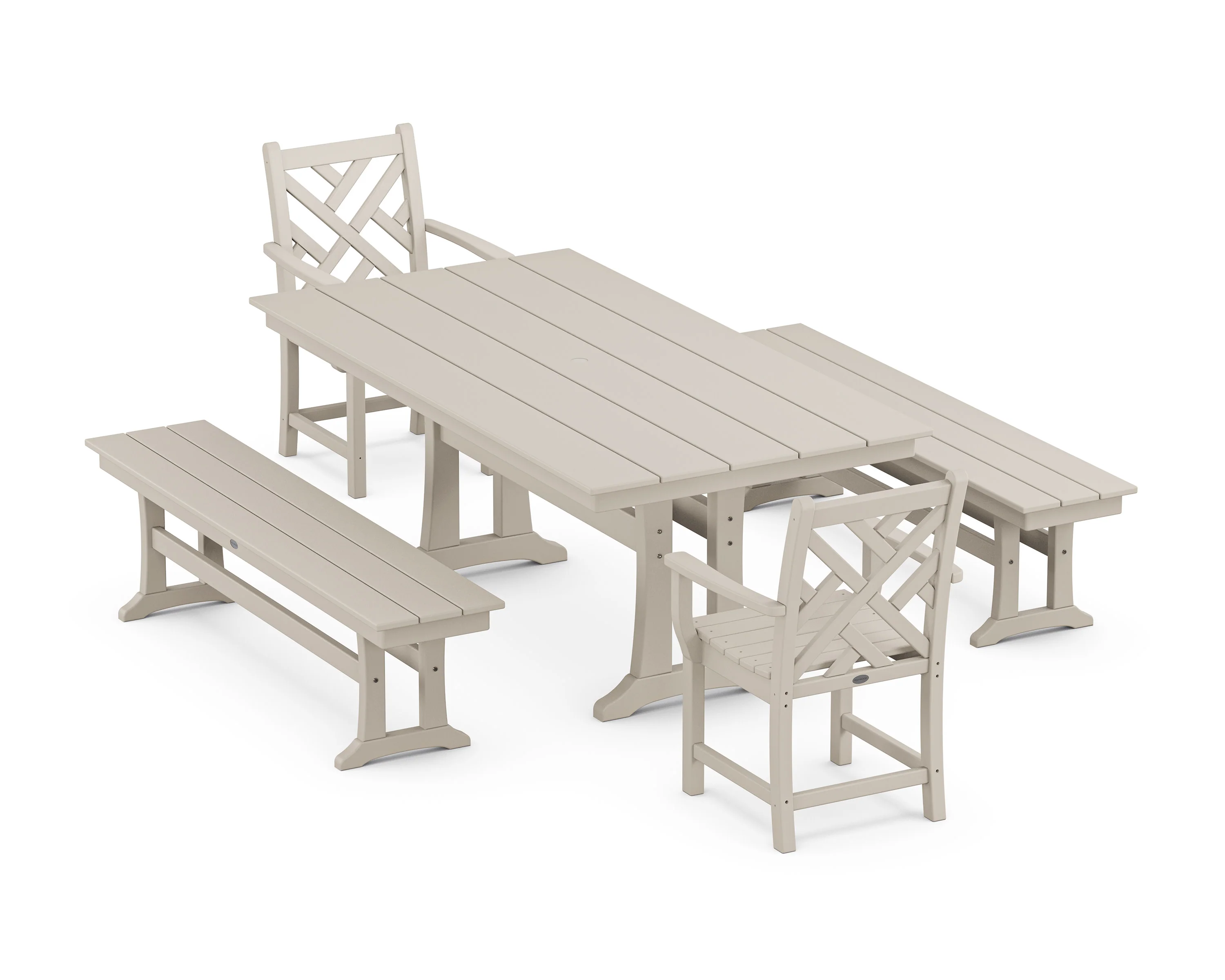 Chippendale 5-Piece Farmhouse Dining Set With Trestle Legs - Image 5