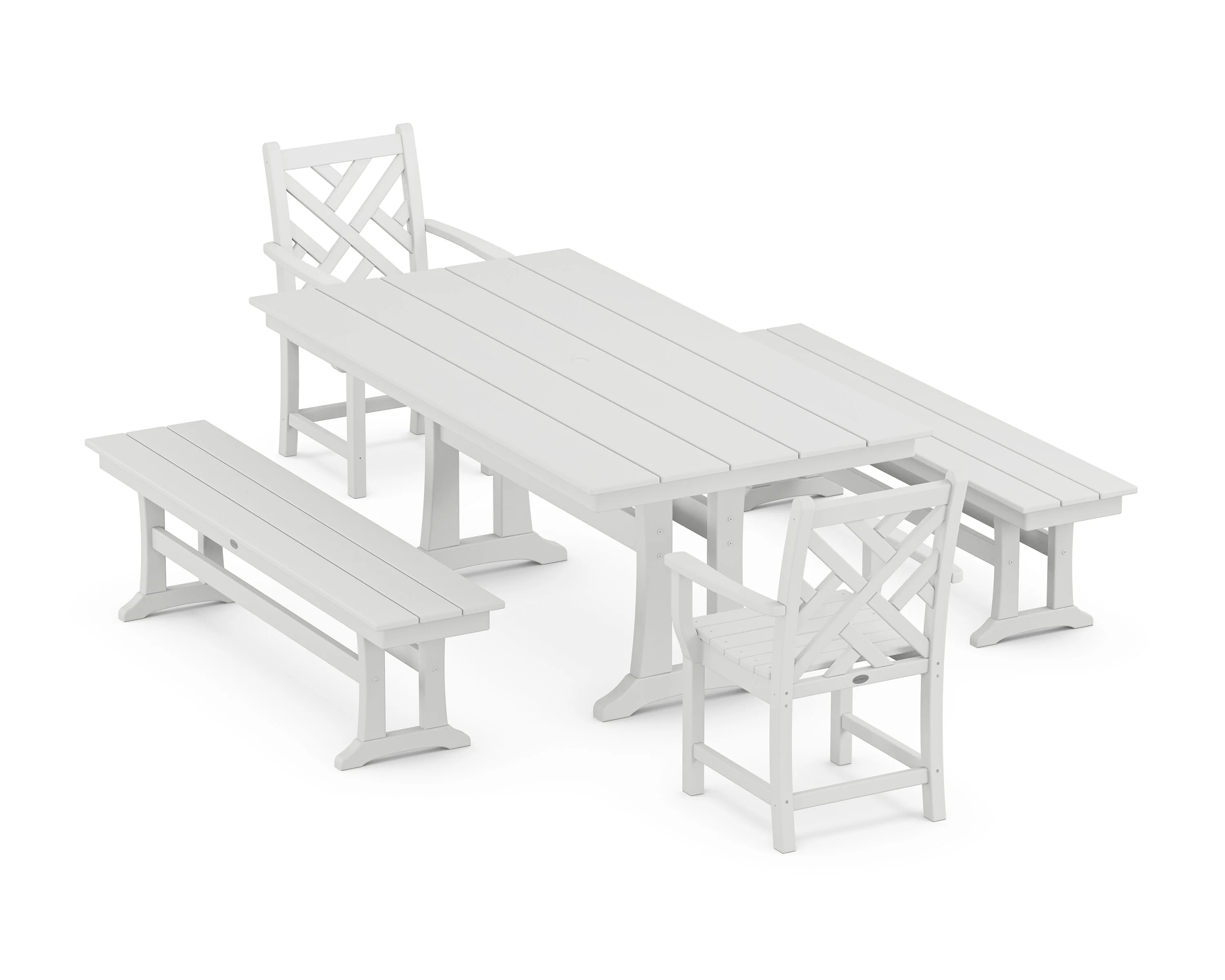 Chippendale 5-Piece Farmhouse Dining Set With Trestle Legs - Image 6